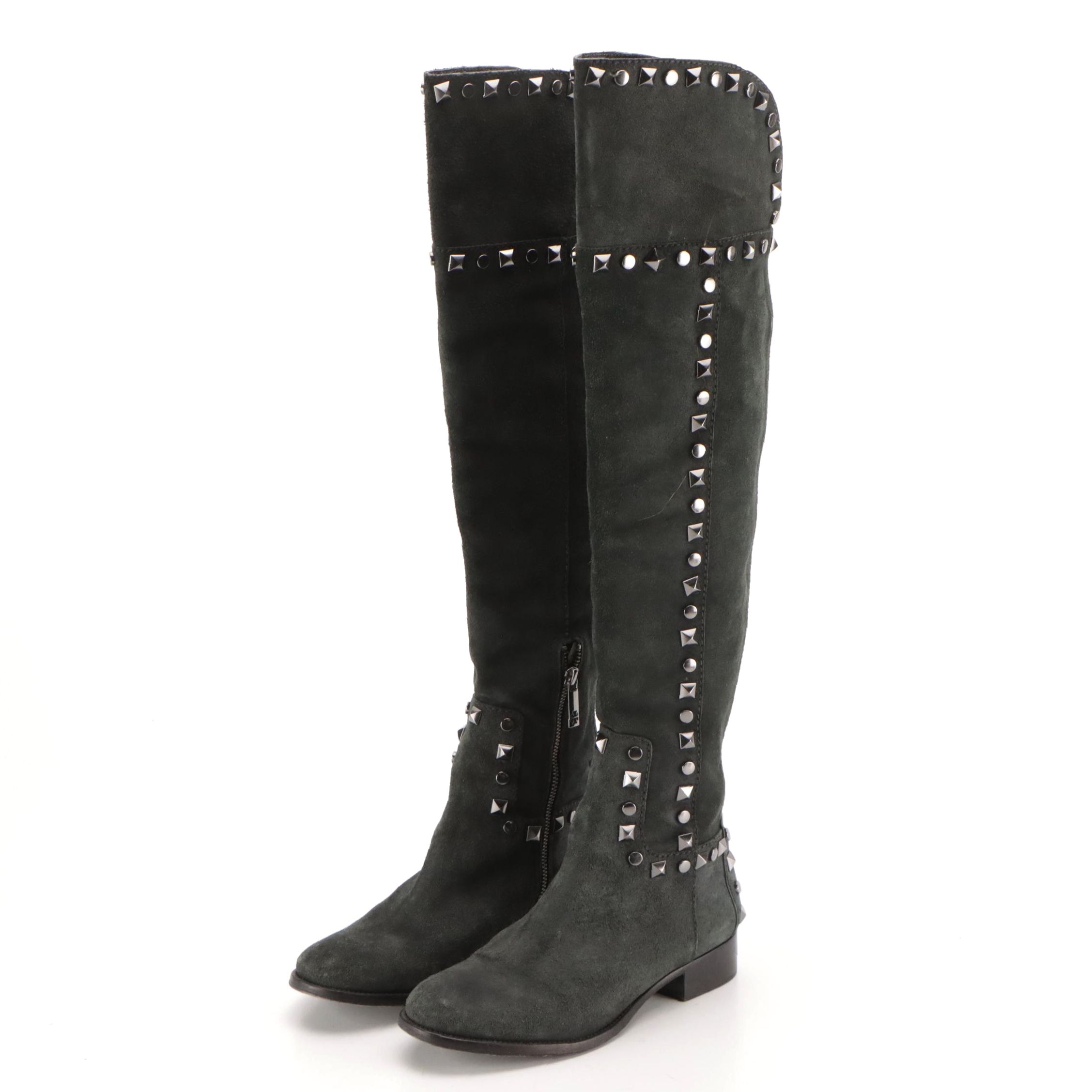 Tory Burch Rhett Over-the-Knee Boots in Studded Suede with Box