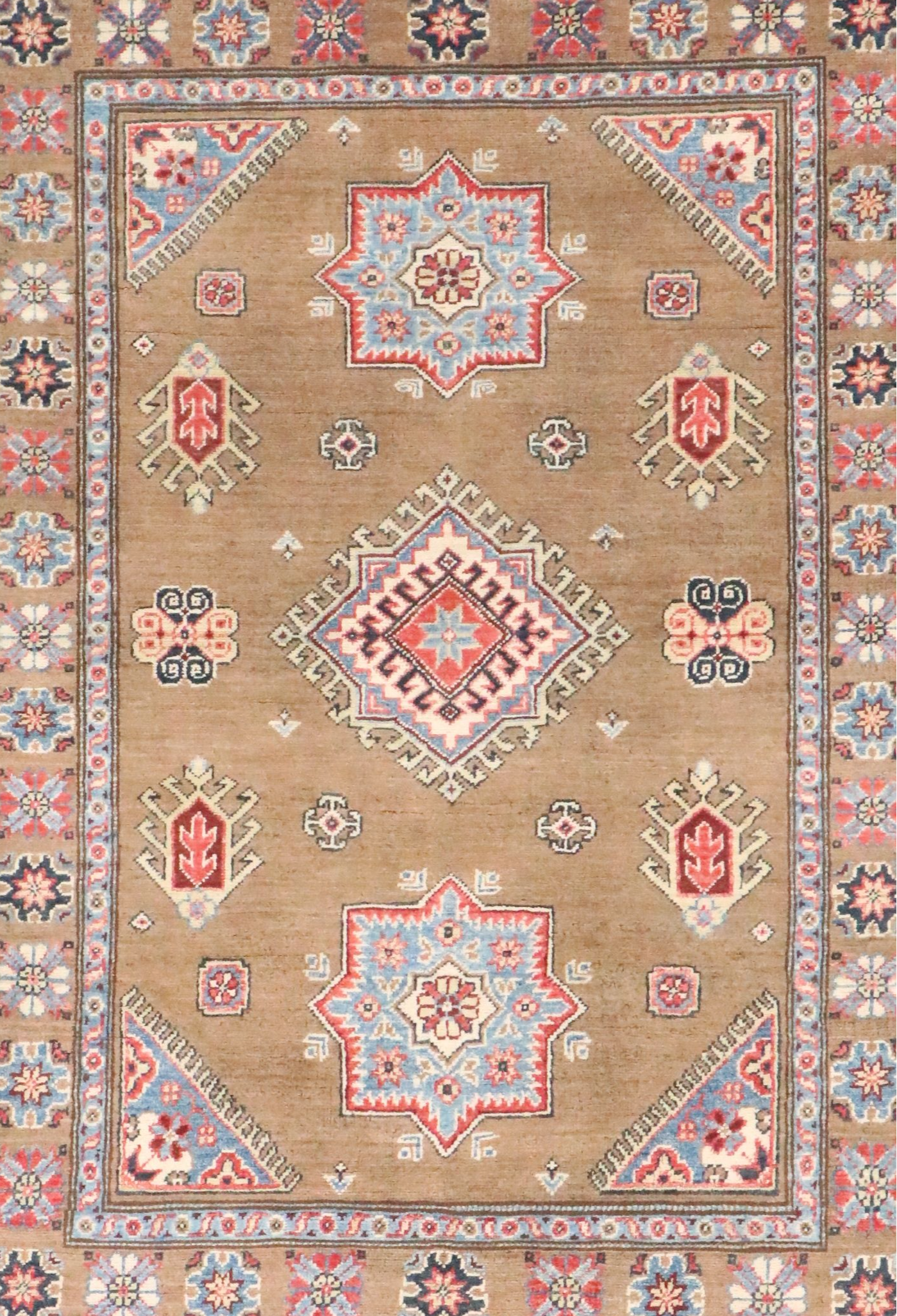 4' x 5'9 Hand-Knotted Pakistani Kazak Area Rug