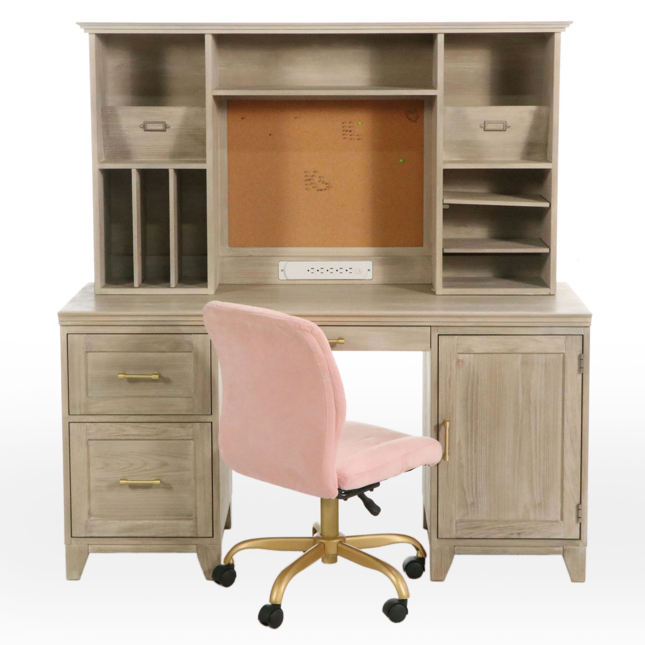 Pottery Barn Teen "Hampton" Desk with Hutch and Pink Computer Chair