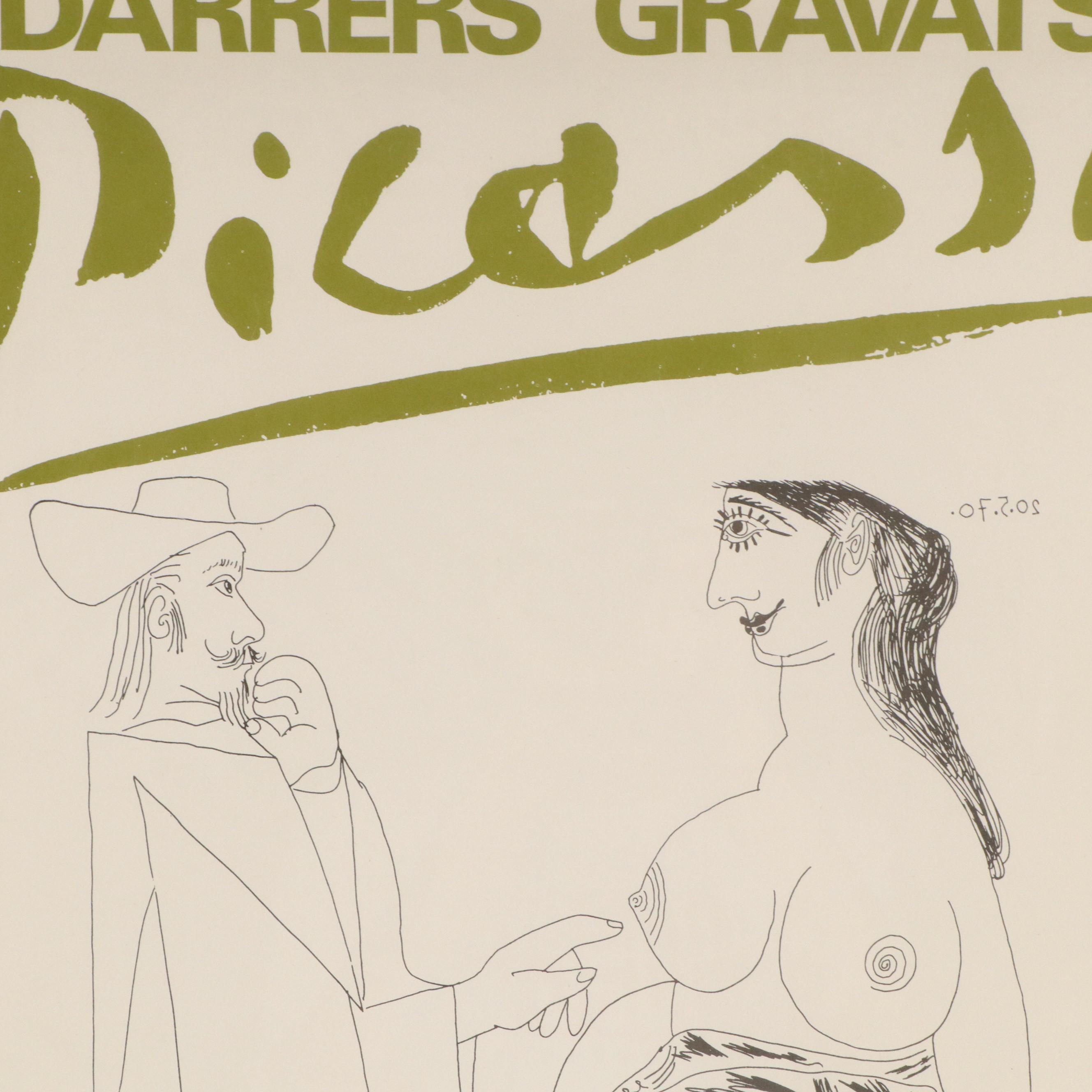 Exhibition Lithograph Poster After Pablo Picasso "Darrers Gravats"