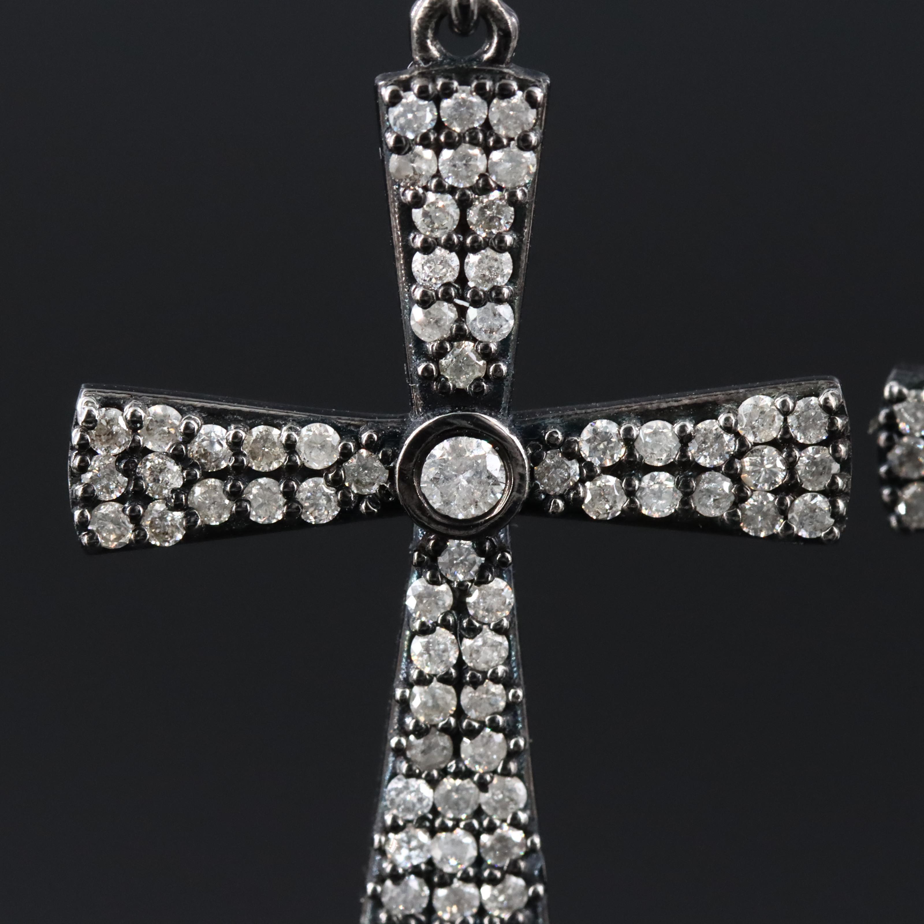 Sheryl Lowe Sterling Diamond Cross Pendant Earrings