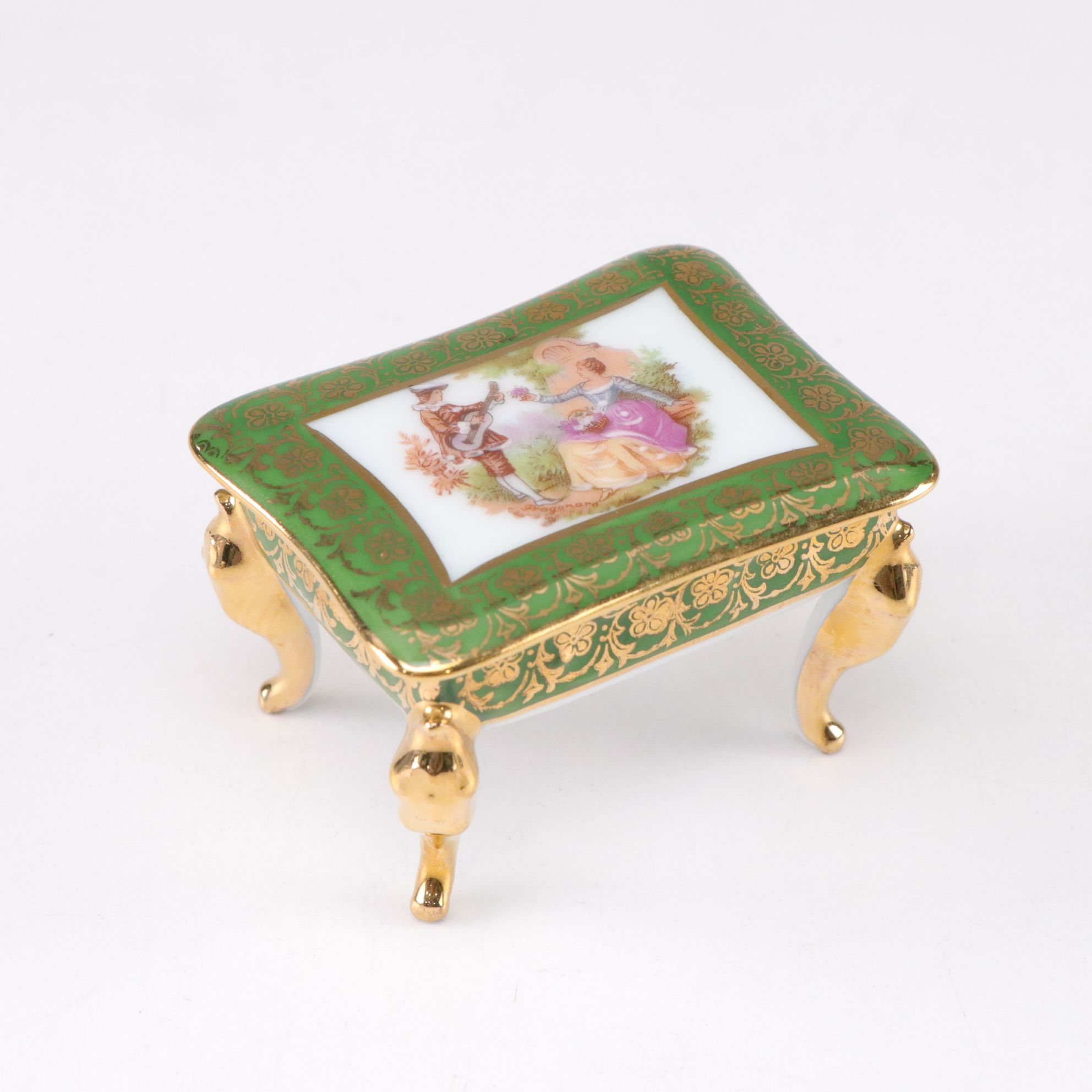 Limoges Porcelain Decorative Boxes with Gilt Accents