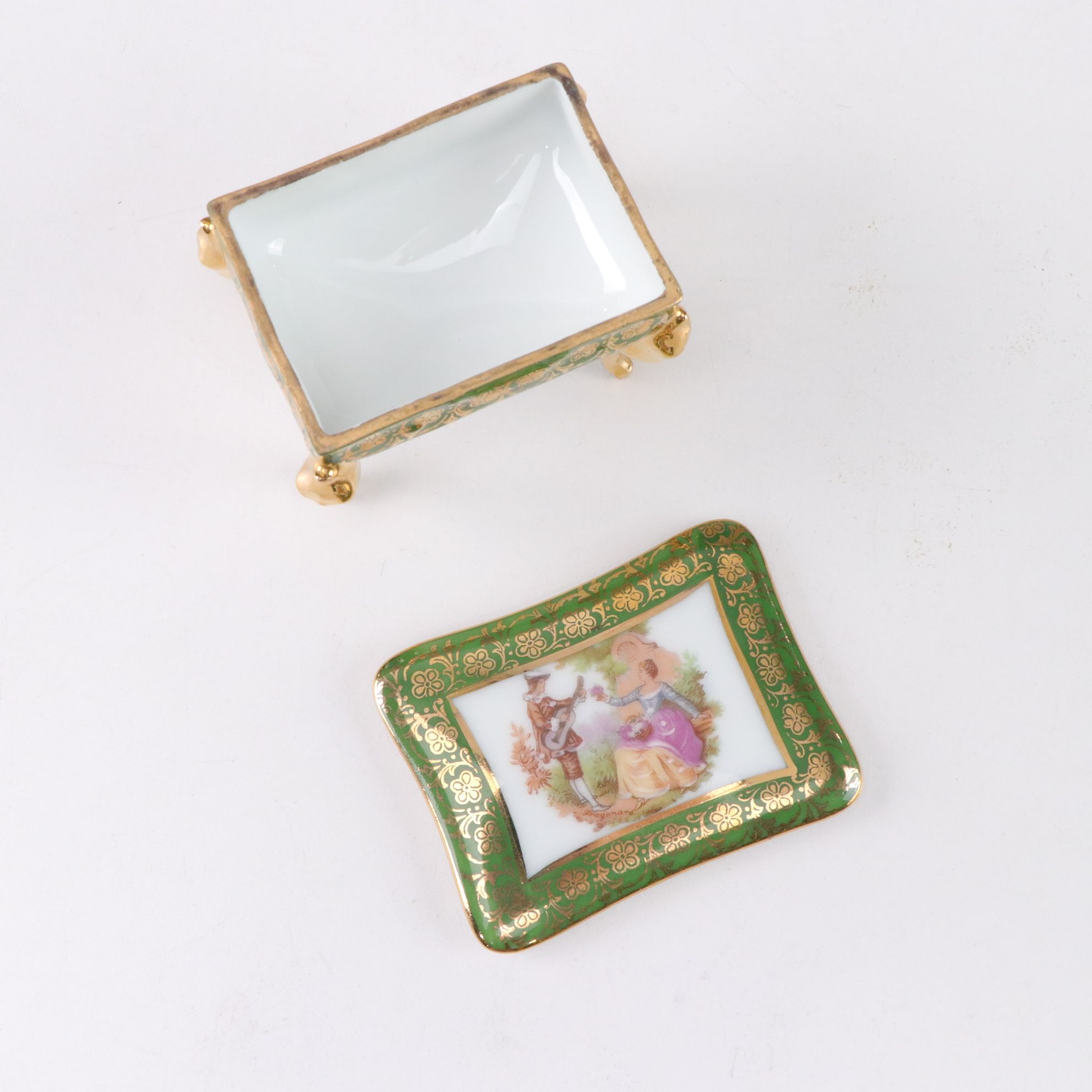 Limoges Porcelain Decorative Boxes with Gilt Accents