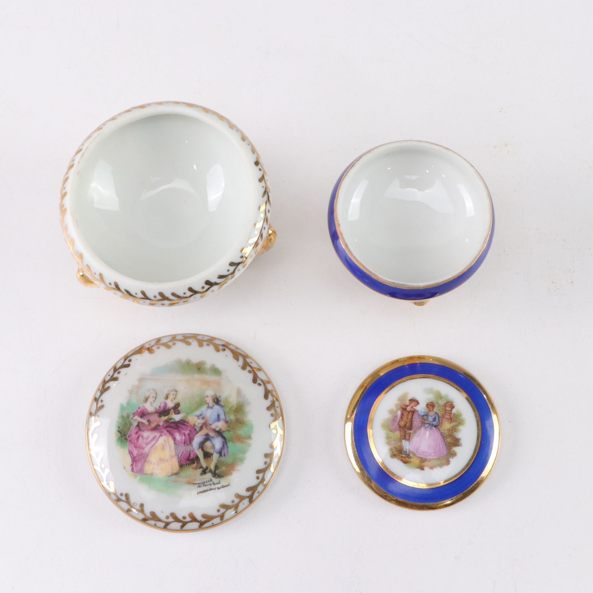 Limoges Porcelain Decorative Boxes with Gilt Accents