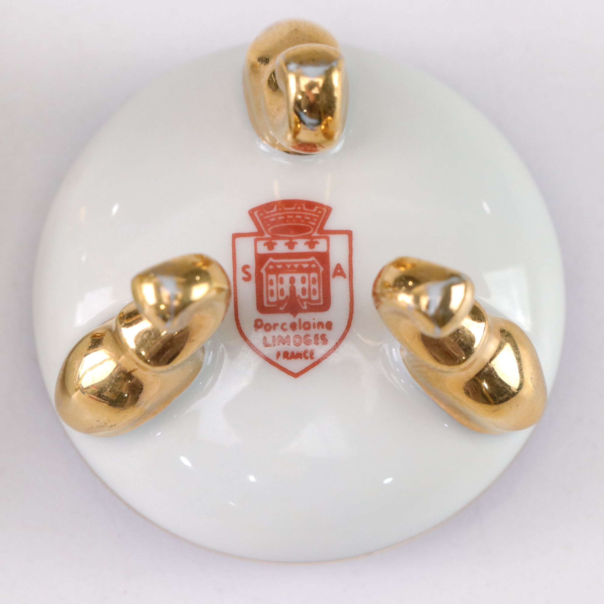 Limoges Porcelain Decorative Boxes with Gilt Accents