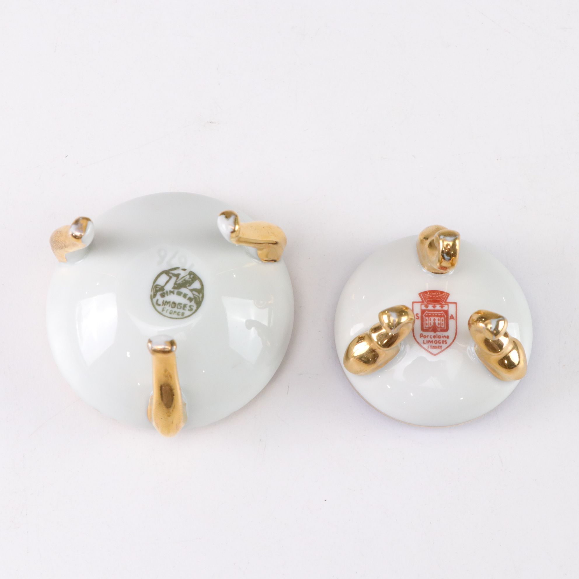 Limoges Porcelain Decorative Boxes with Gilt Accents