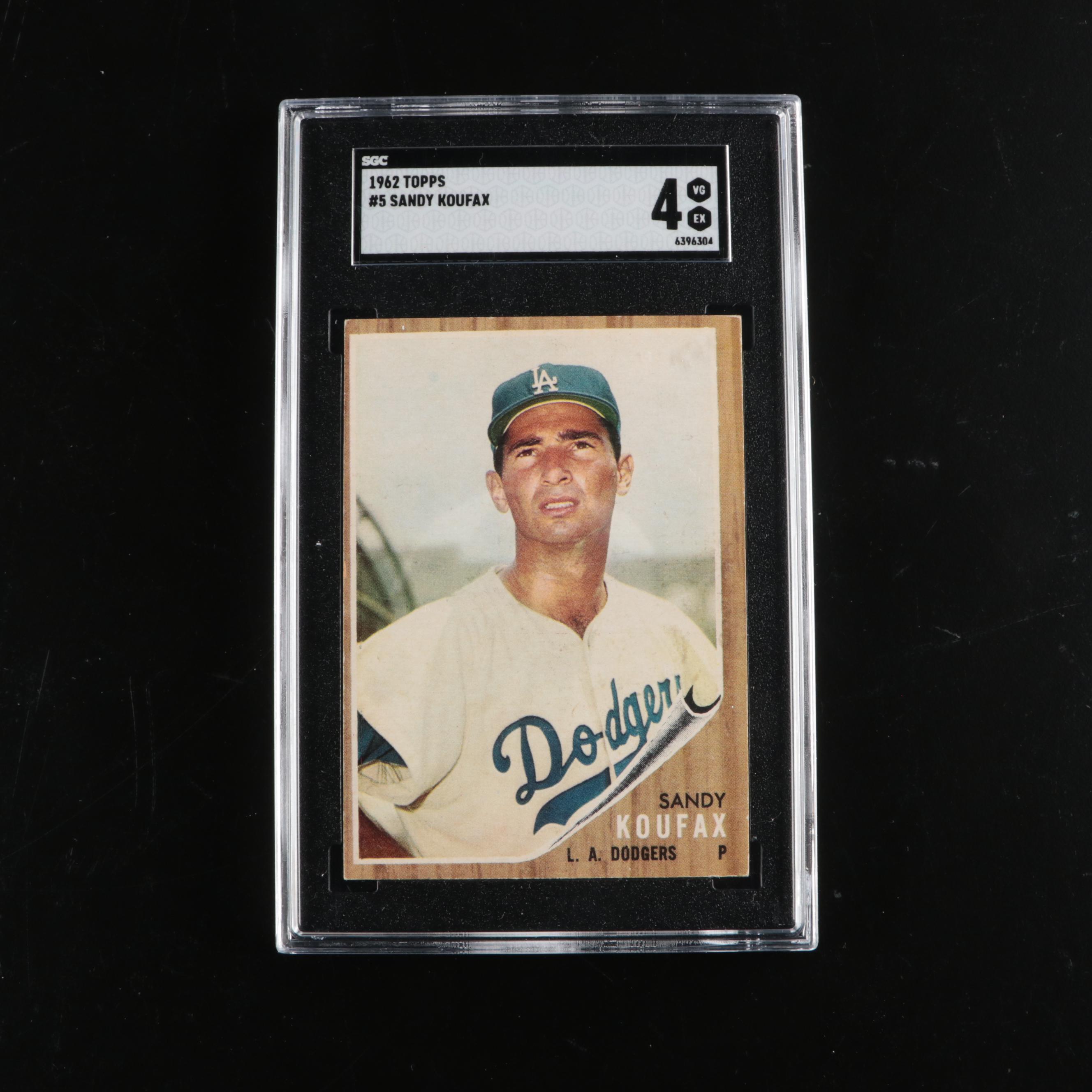 1962 Topps Sandy Koufax Los Angeles Dodgers Baseball Card Graded SGC 4