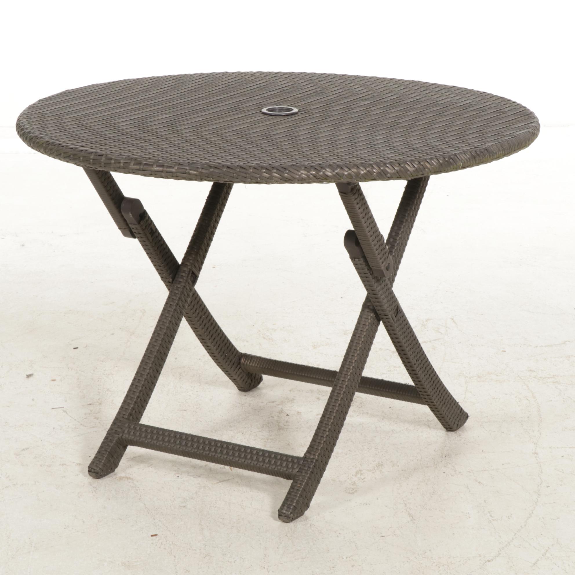 Frontgate PE Rattan Wicker Folding Patio Dining Table and Chairs