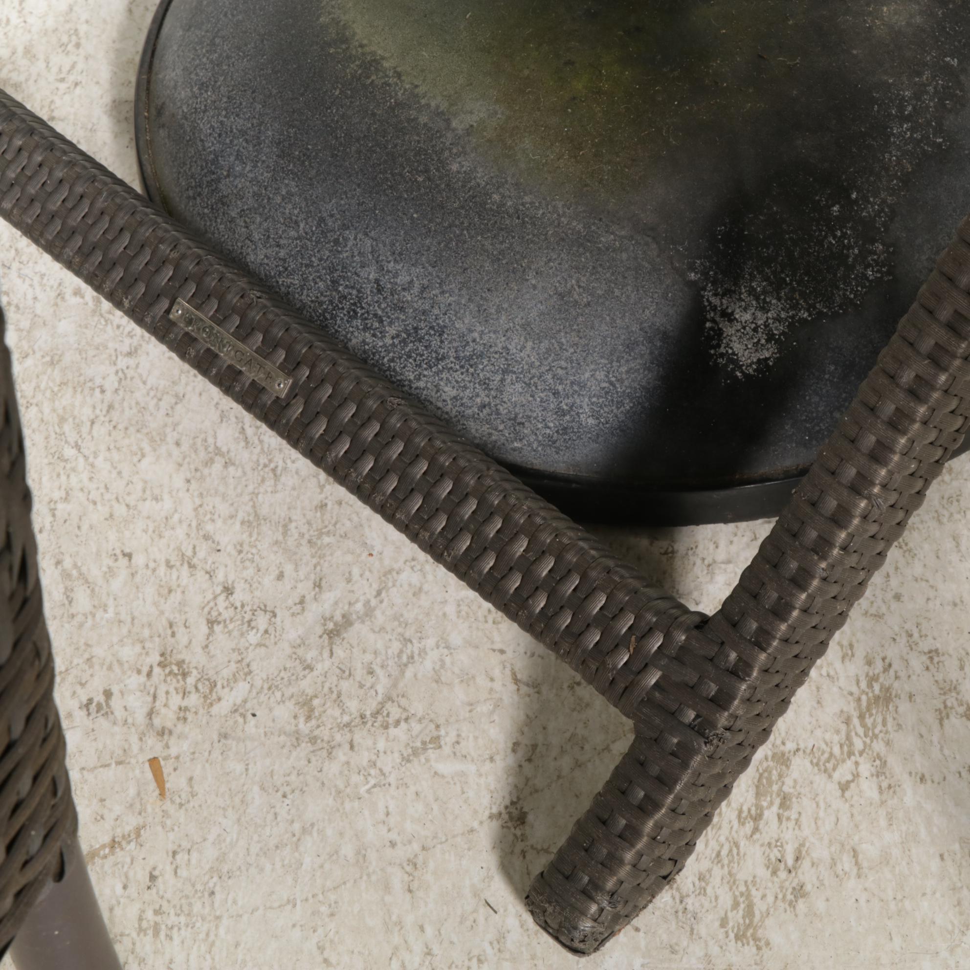 Frontgate PE Rattan Wicker Folding Patio Dining Table and Chairs