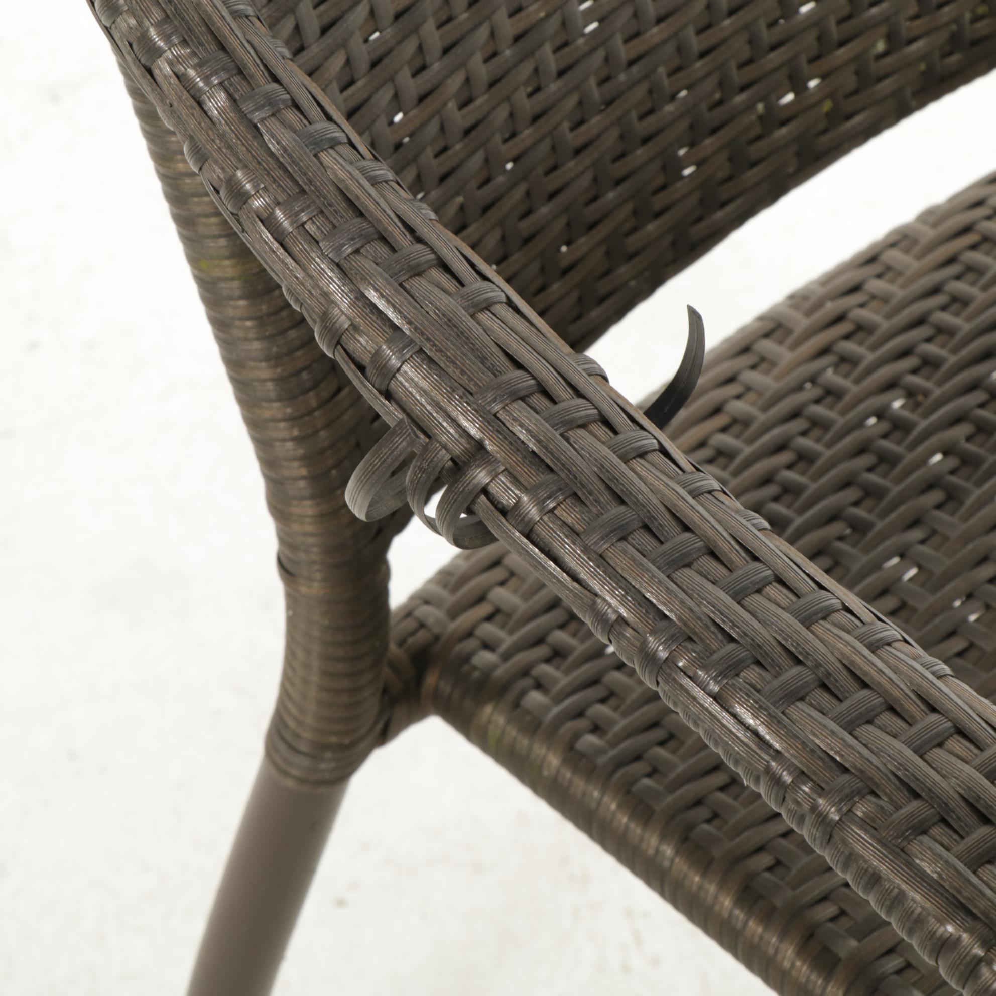 Frontgate PE Rattan Wicker Folding Patio Dining Table and Chairs