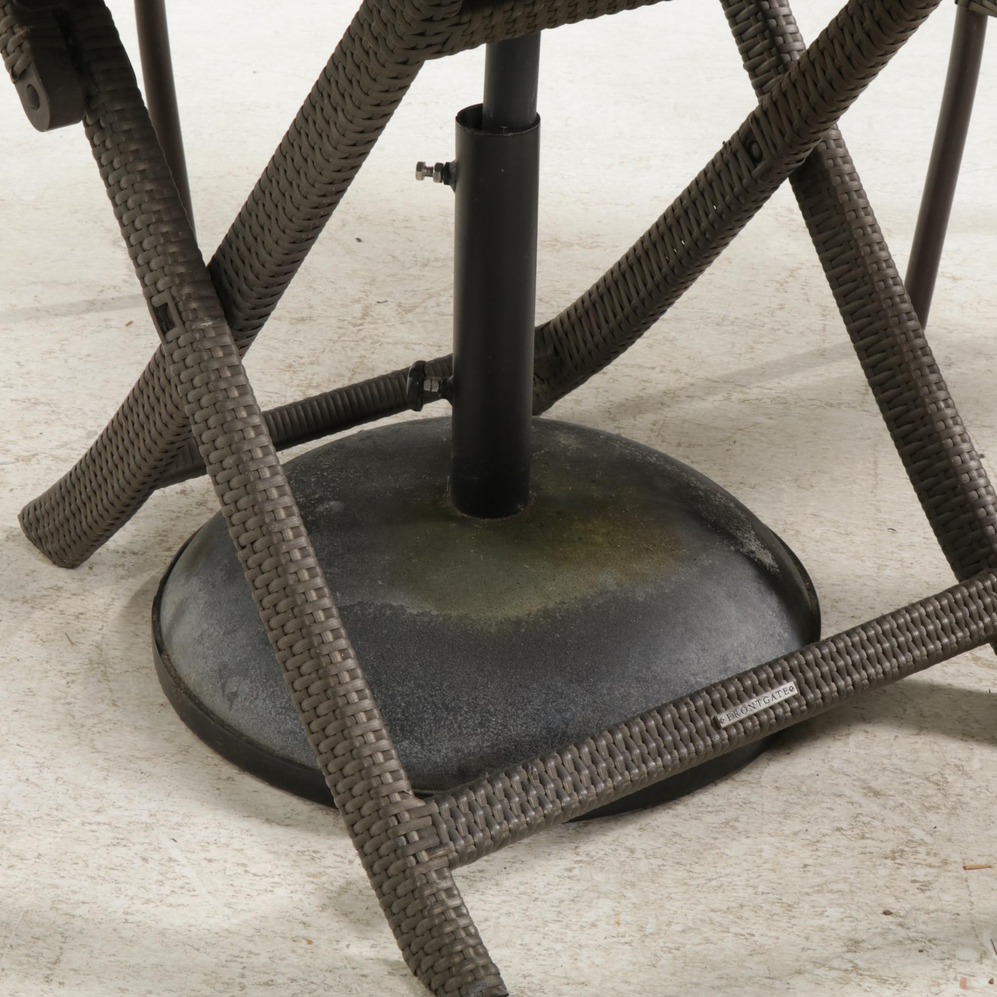 Frontgate PE Rattan Wicker Folding Patio Dining Table and Chairs