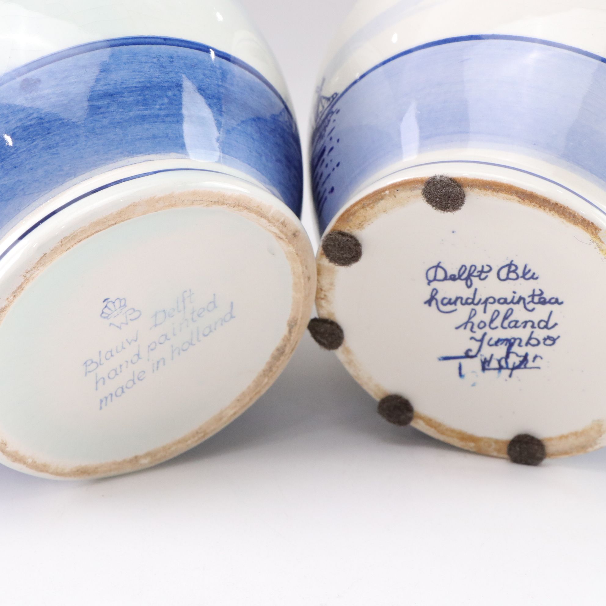 Delft Blue Crocus Planters, Candlesticks & Decorative Boxes with Windmill Motif