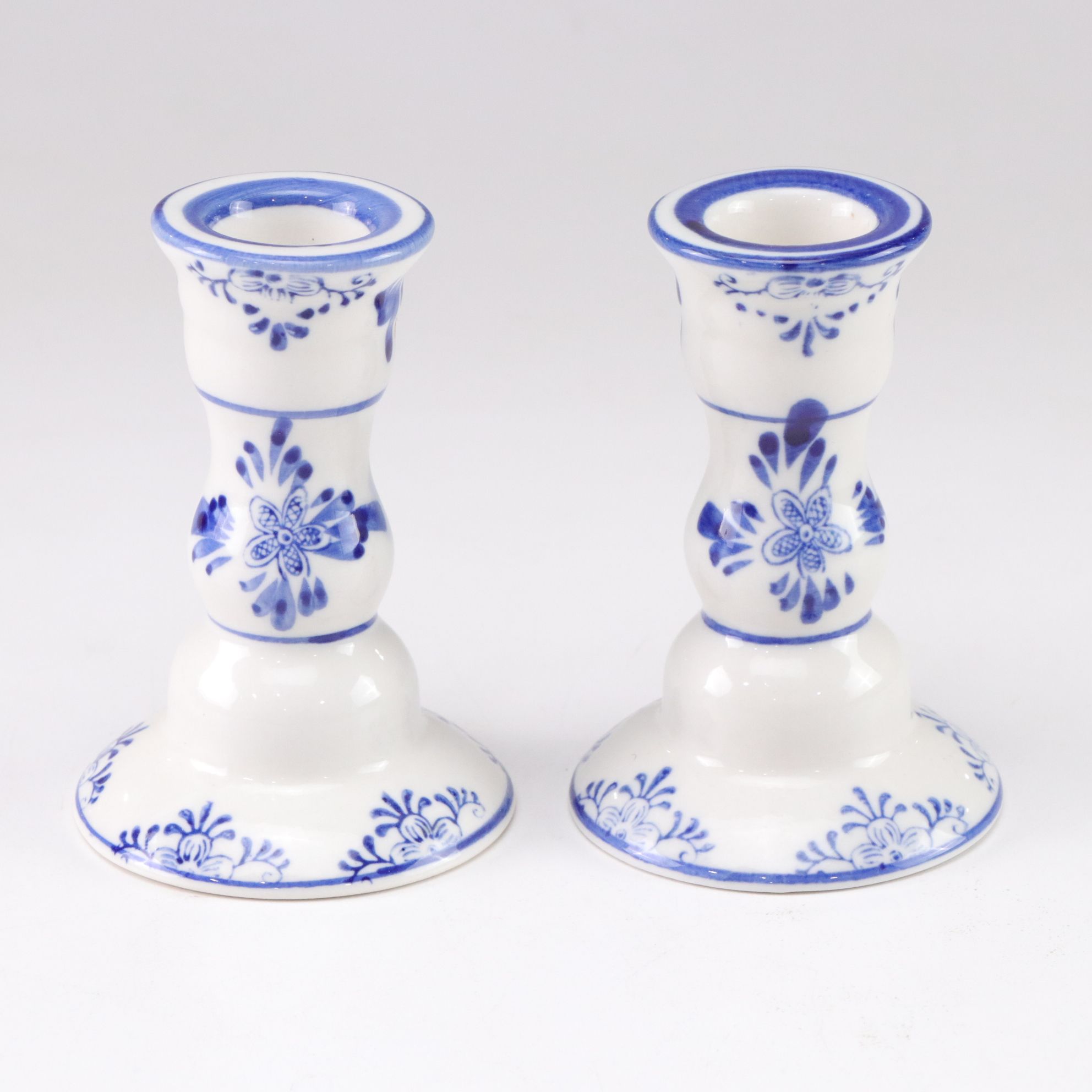 Delft Blue Crocus Planters, Candlesticks & Decorative Boxes with Windmill Motif