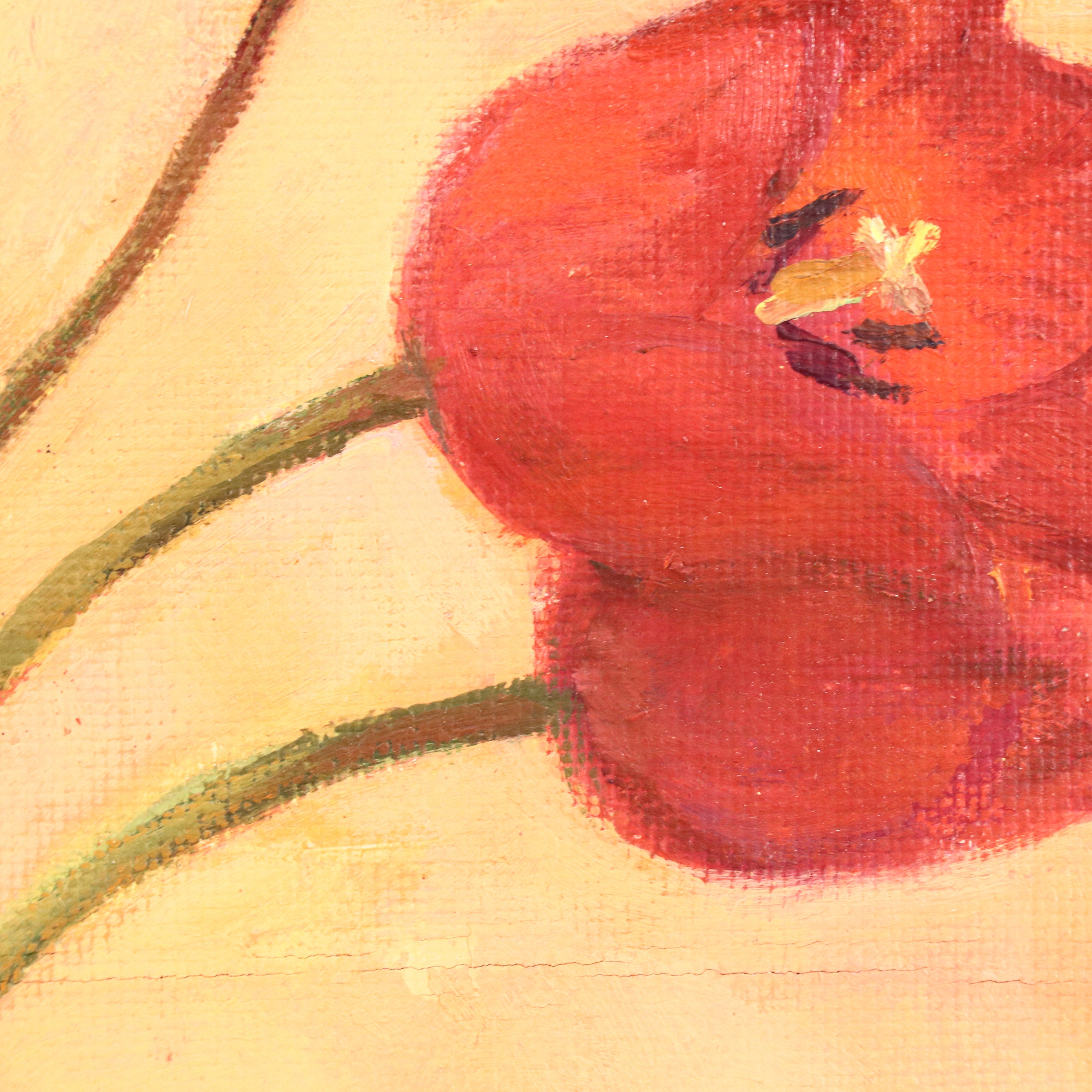 Sibijakova Ludmila Floral Still Life Oil Painting of Tulips "тюльпаны," 1964