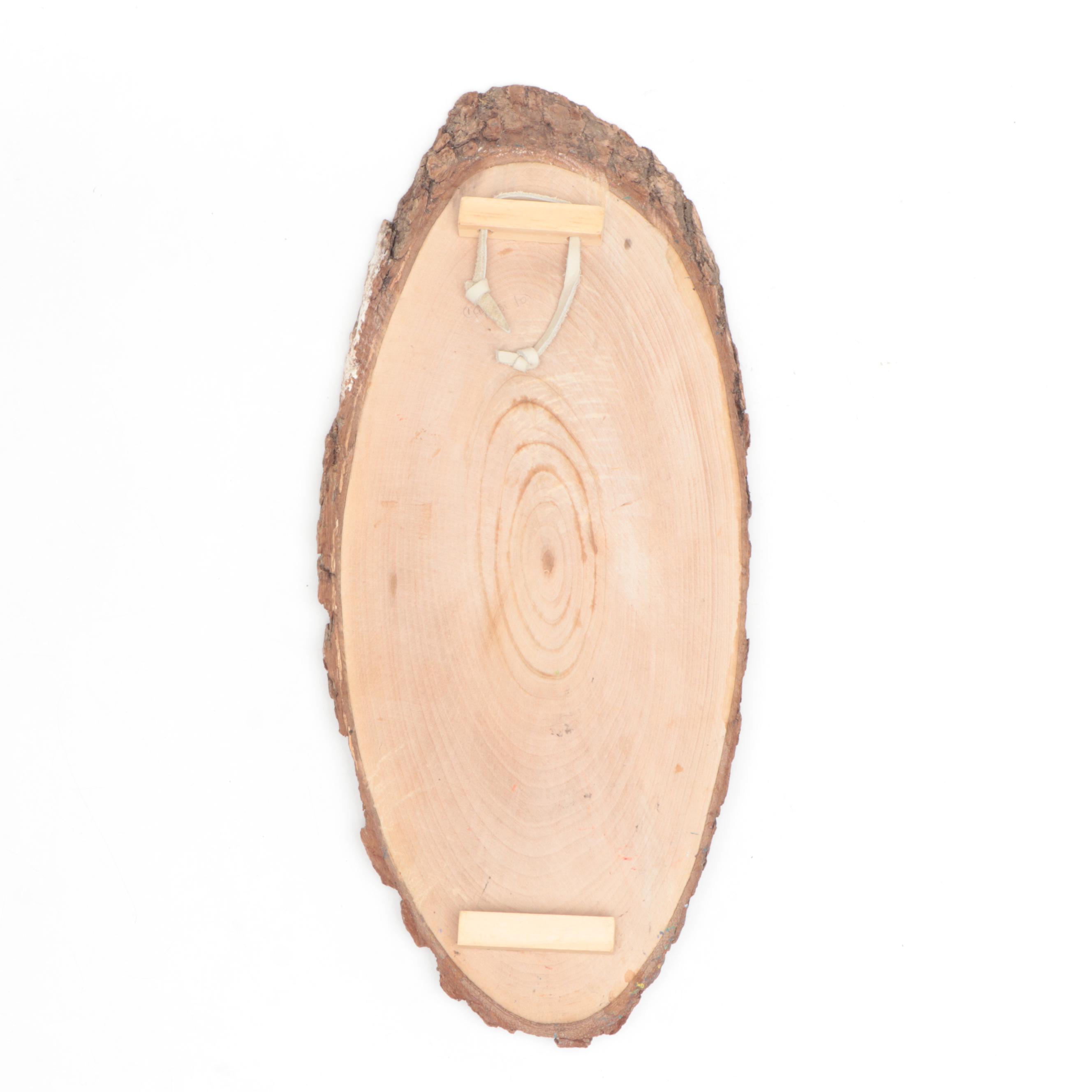 Aztec Calendar Replica Plaque with Artist Hand-Painted Wood Panel