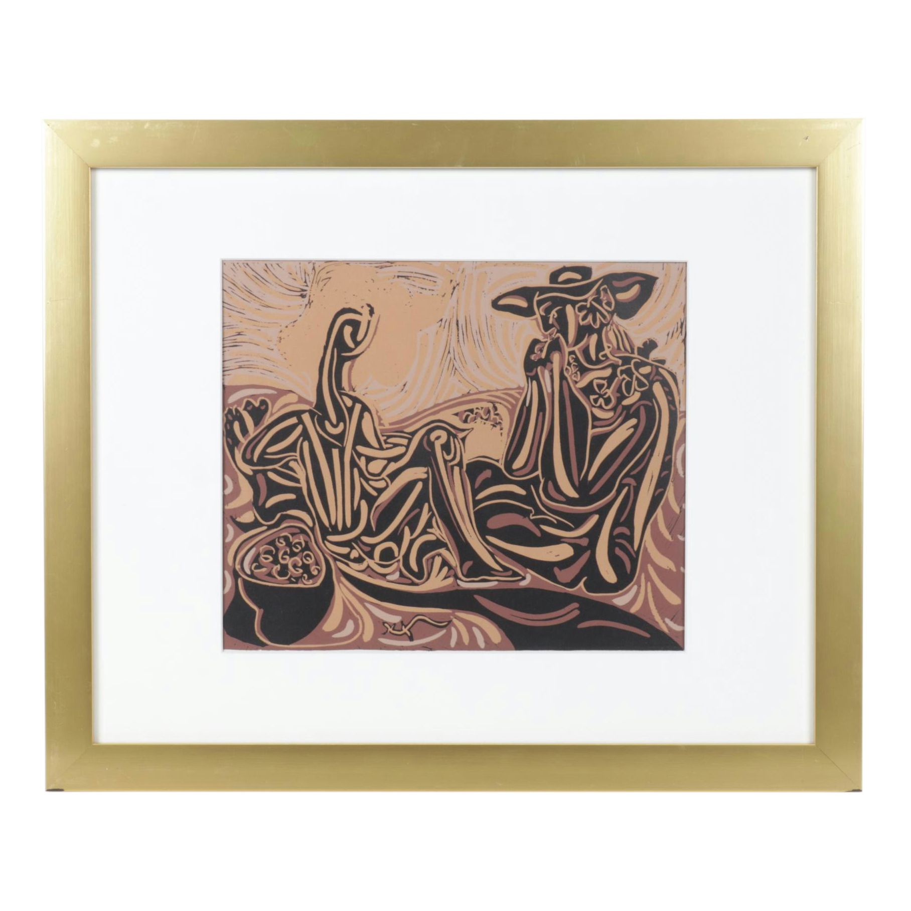 Pablo Picasso Linocut "Les Vendangeurs," 1962
