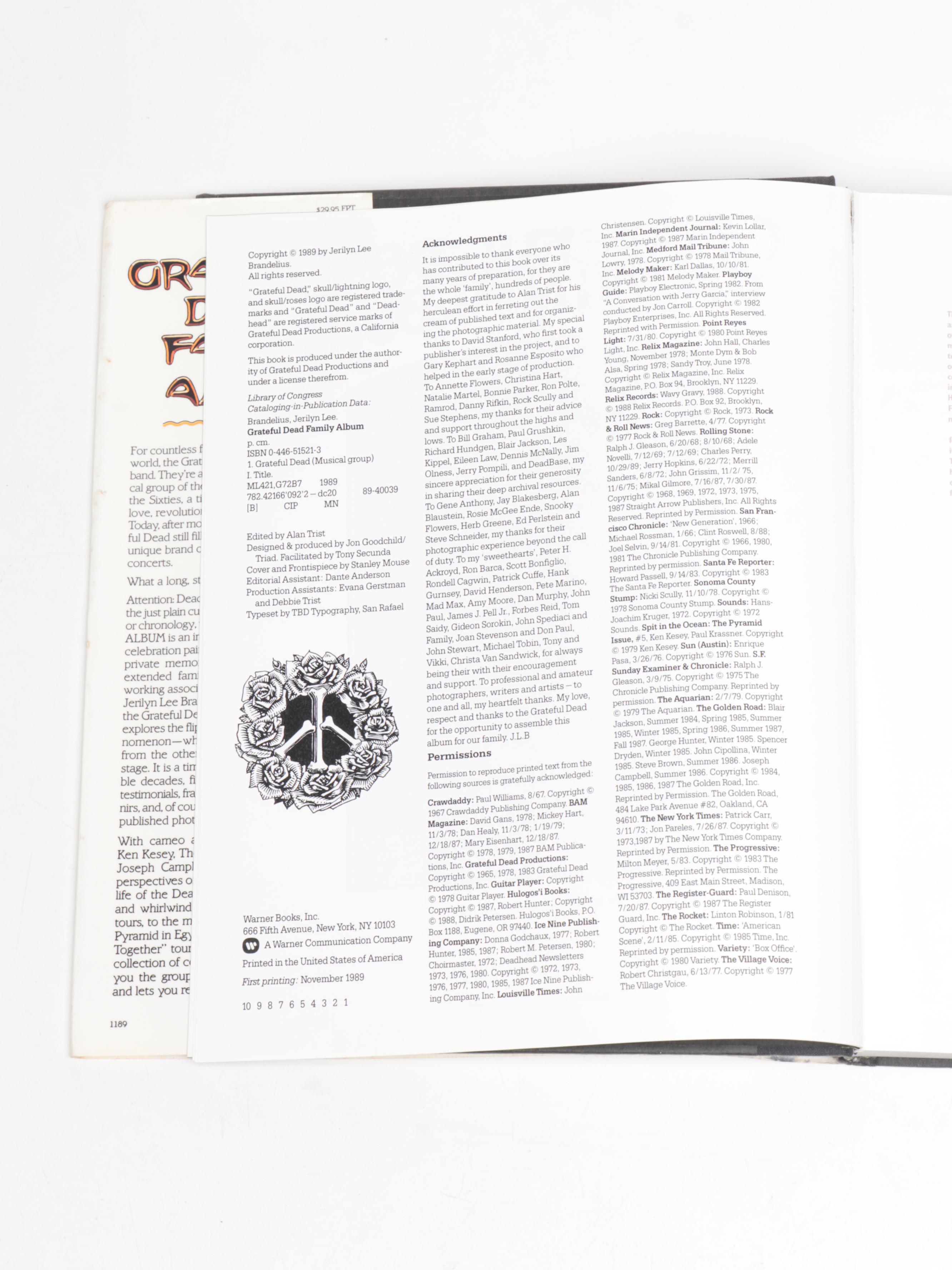 First Printing "Grateful Dead Family Album" by Jerilyn Lee Brandelius, 1989