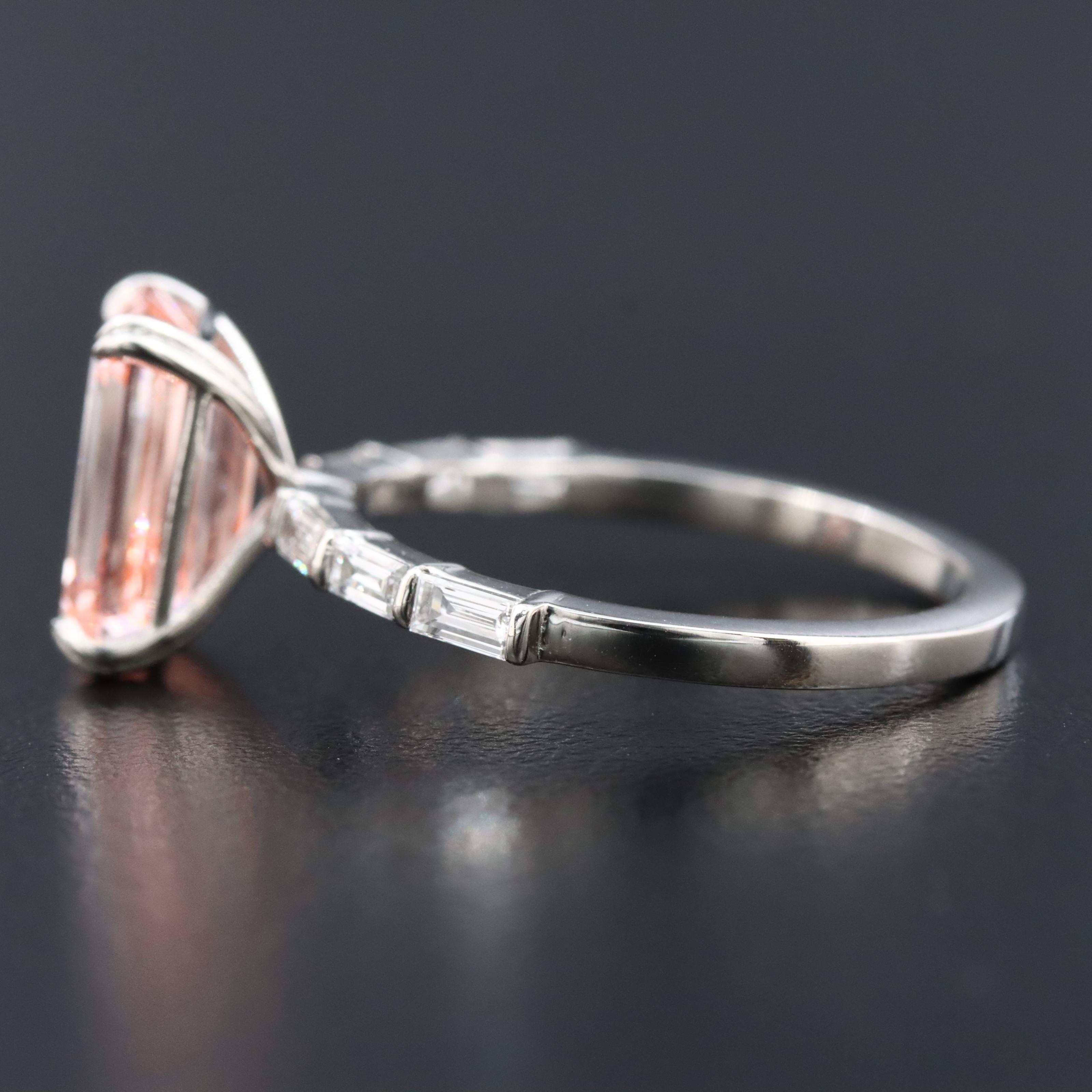 Platinum 3.36 Lab Grown Diamond Ring with Fancy Pink Center and IGI Report