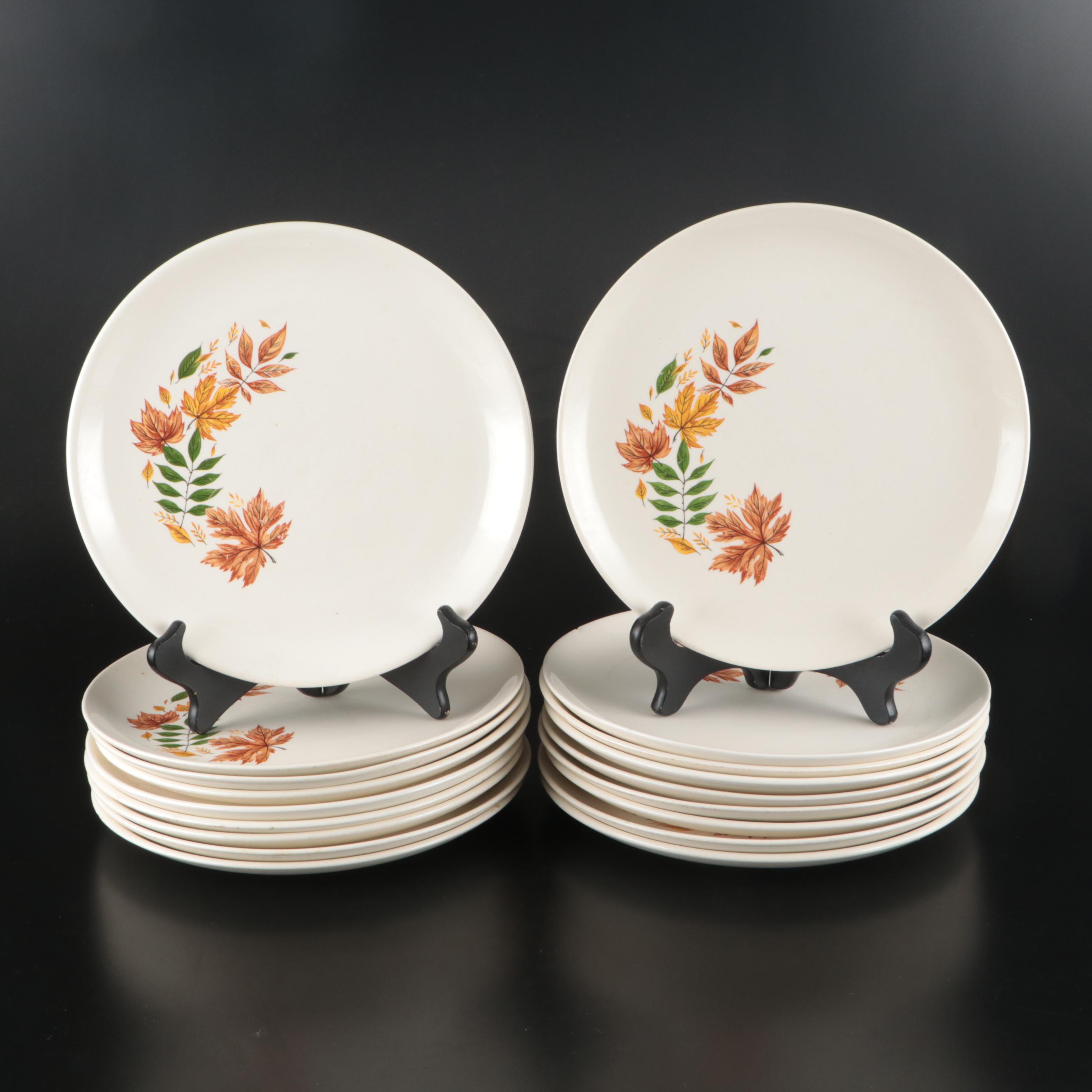 Salem "Autumn Leaves" Ceramic Dinnerware with Red Wing Pottery Deviled Egg Tray