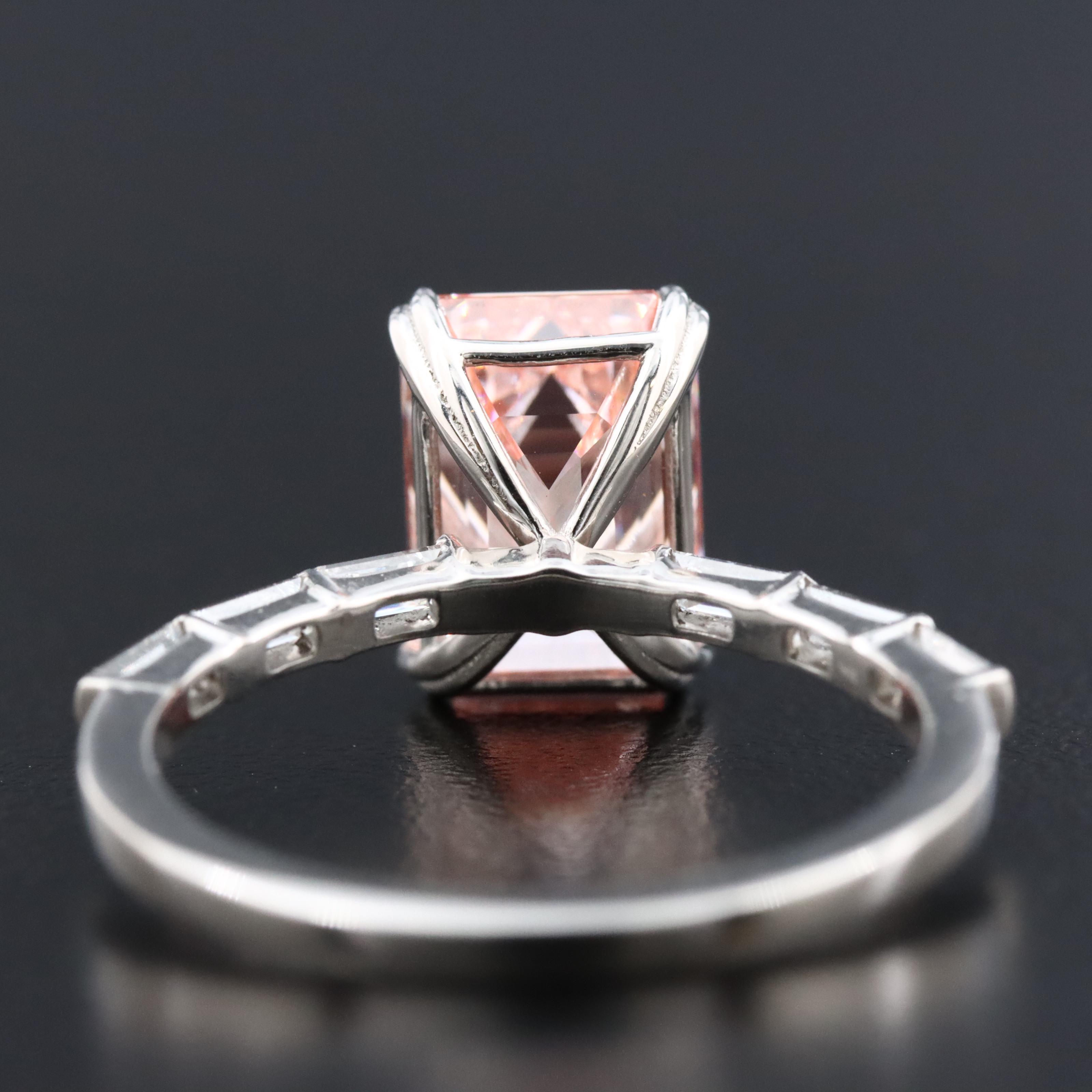 Platinum 3.36 Lab Grown Diamond Ring with Fancy Pink Center and IGI Report
