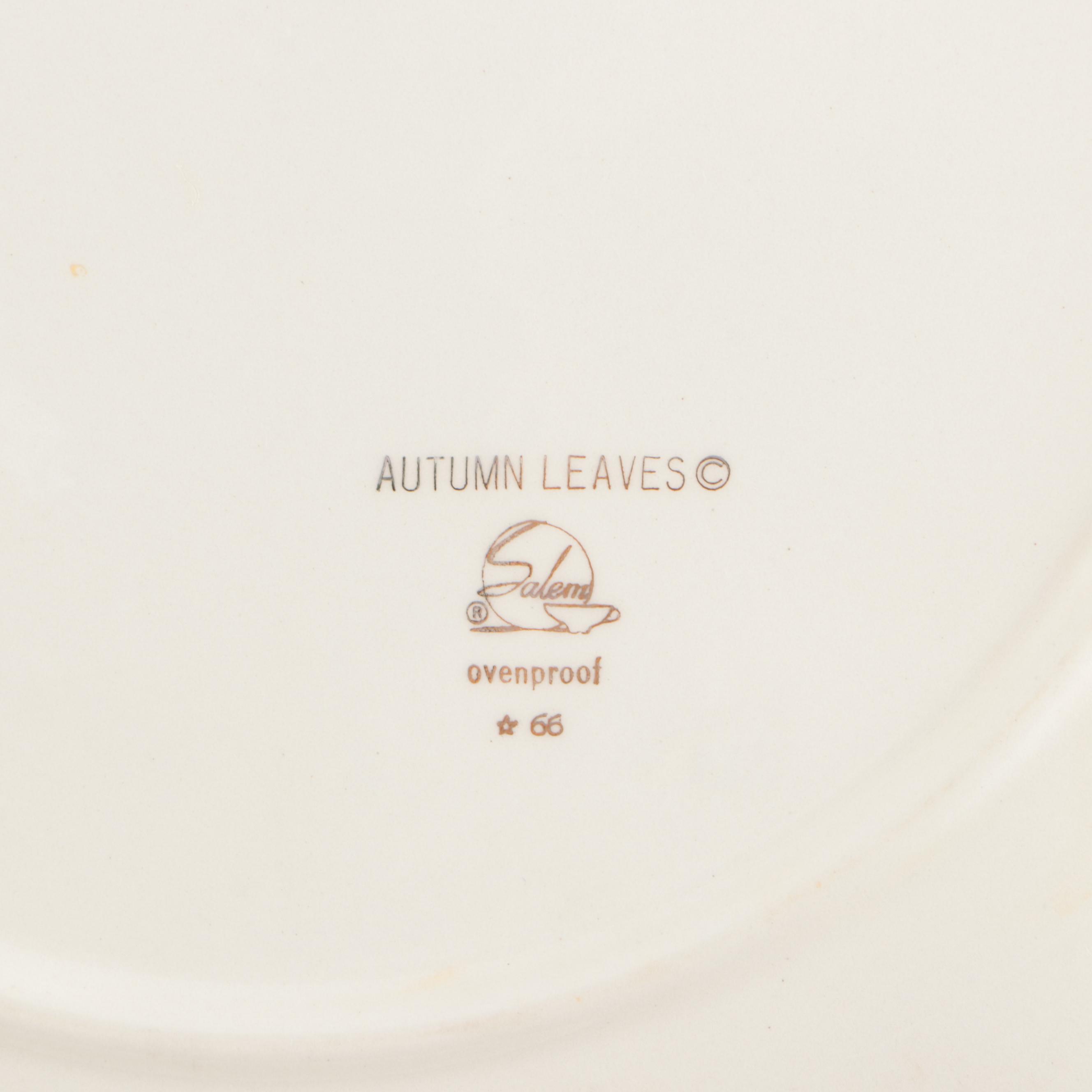 Salem "Autumn Leaves" Ceramic Dinnerware with Red Wing Pottery Deviled Egg Tray