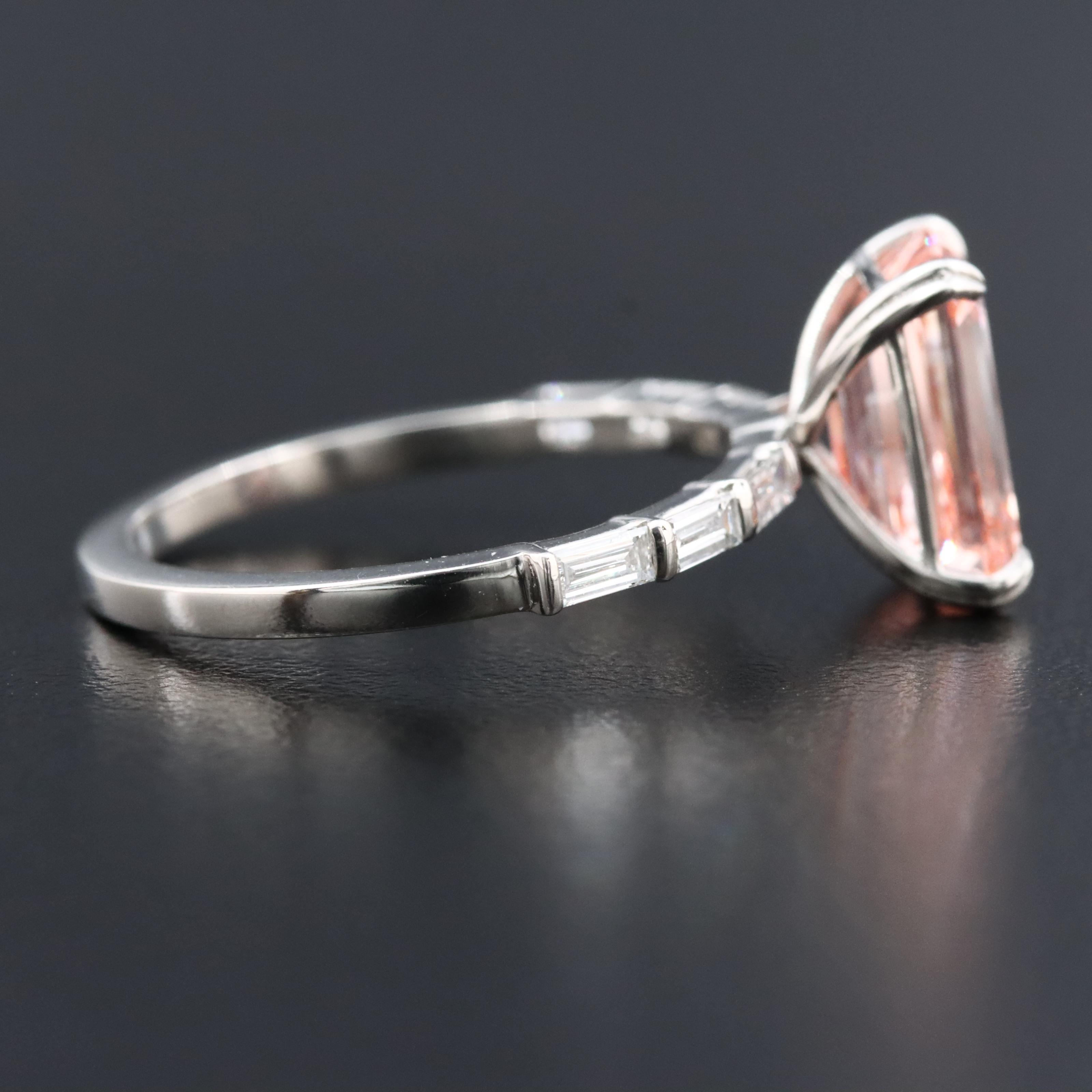 Platinum 3.36 Lab Grown Diamond Ring with Fancy Pink Center and IGI Report