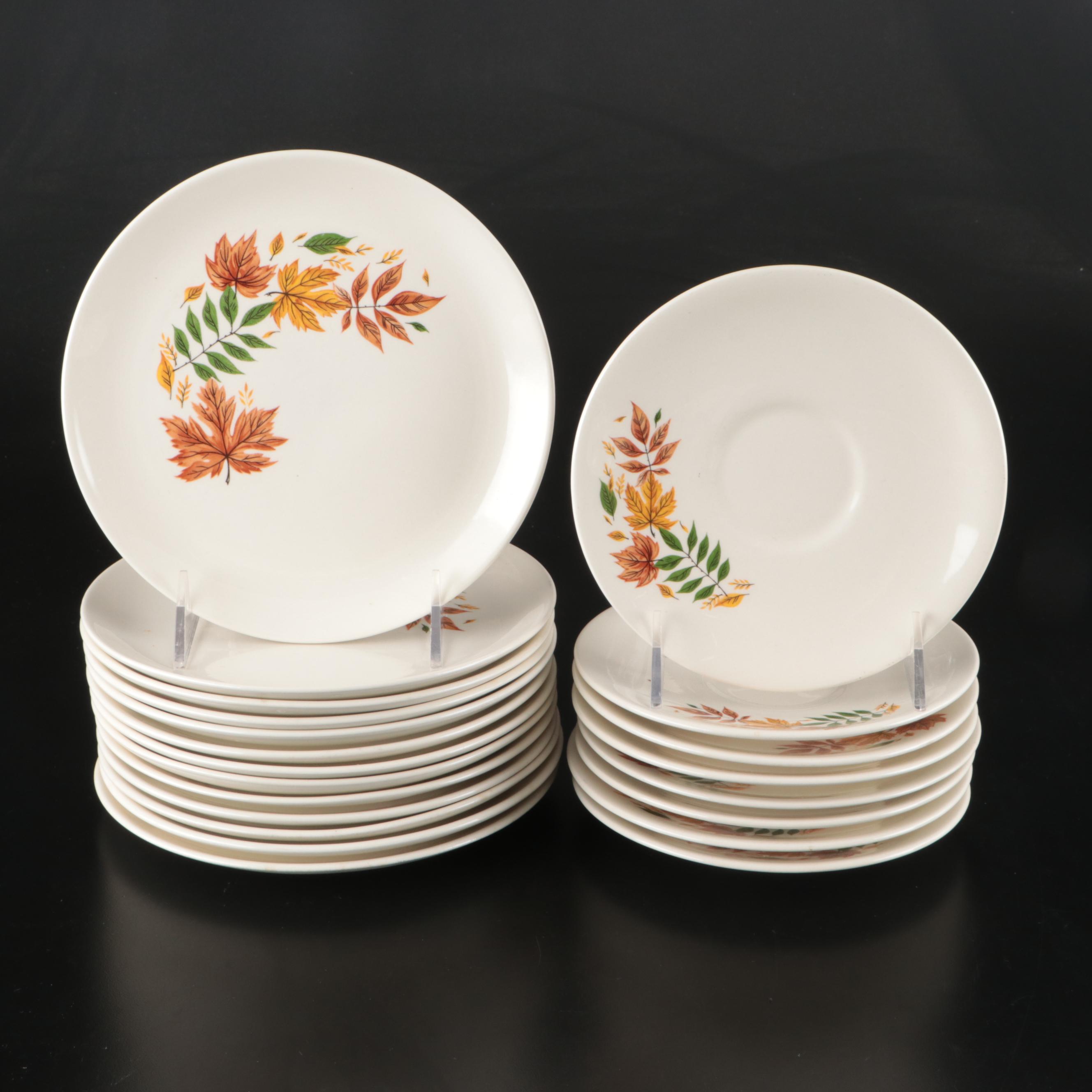 Salem "Autumn Leaves" Ceramic Dinnerware with Red Wing Pottery Deviled Egg Tray