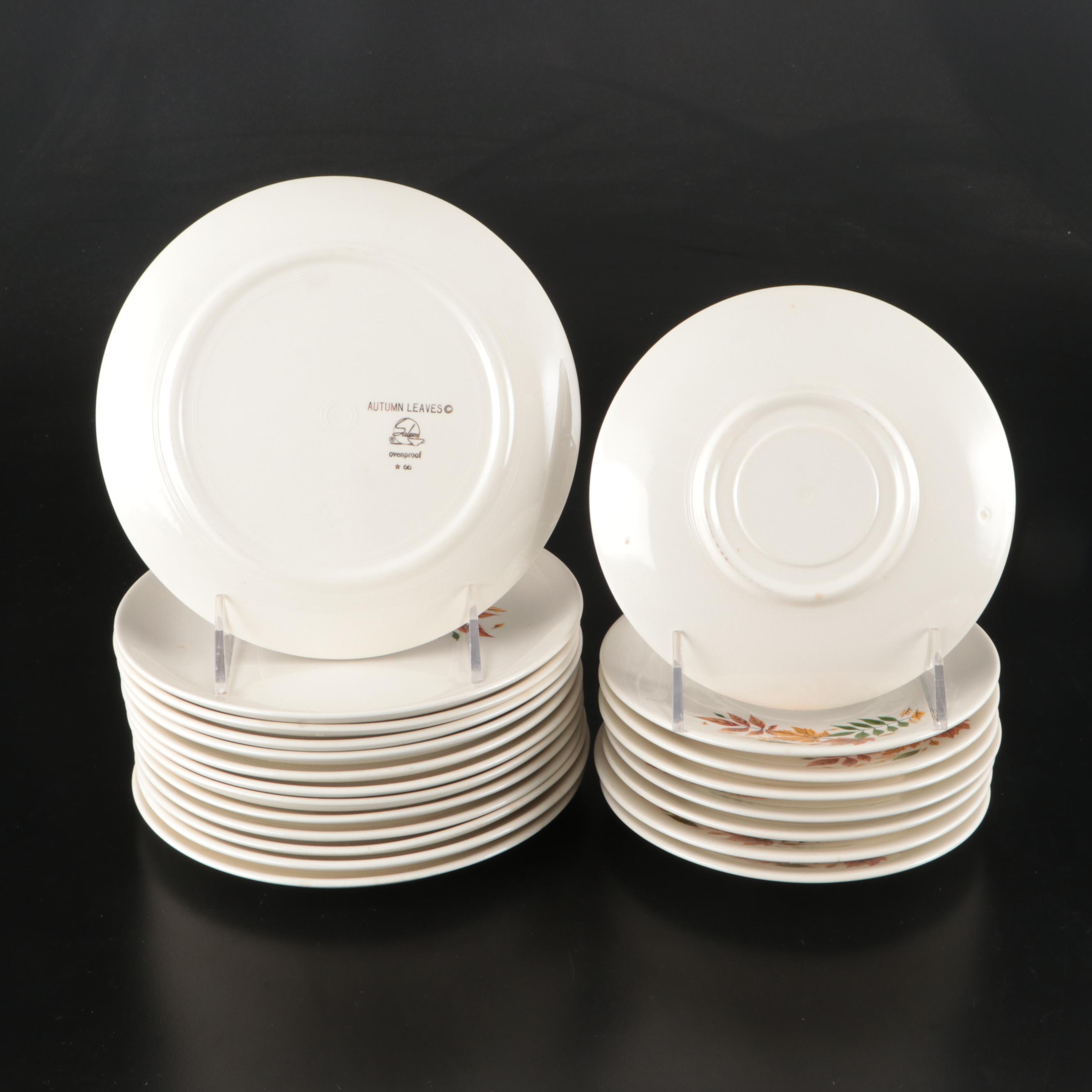 Salem "Autumn Leaves" Ceramic Dinnerware with Red Wing Pottery Deviled Egg Tray