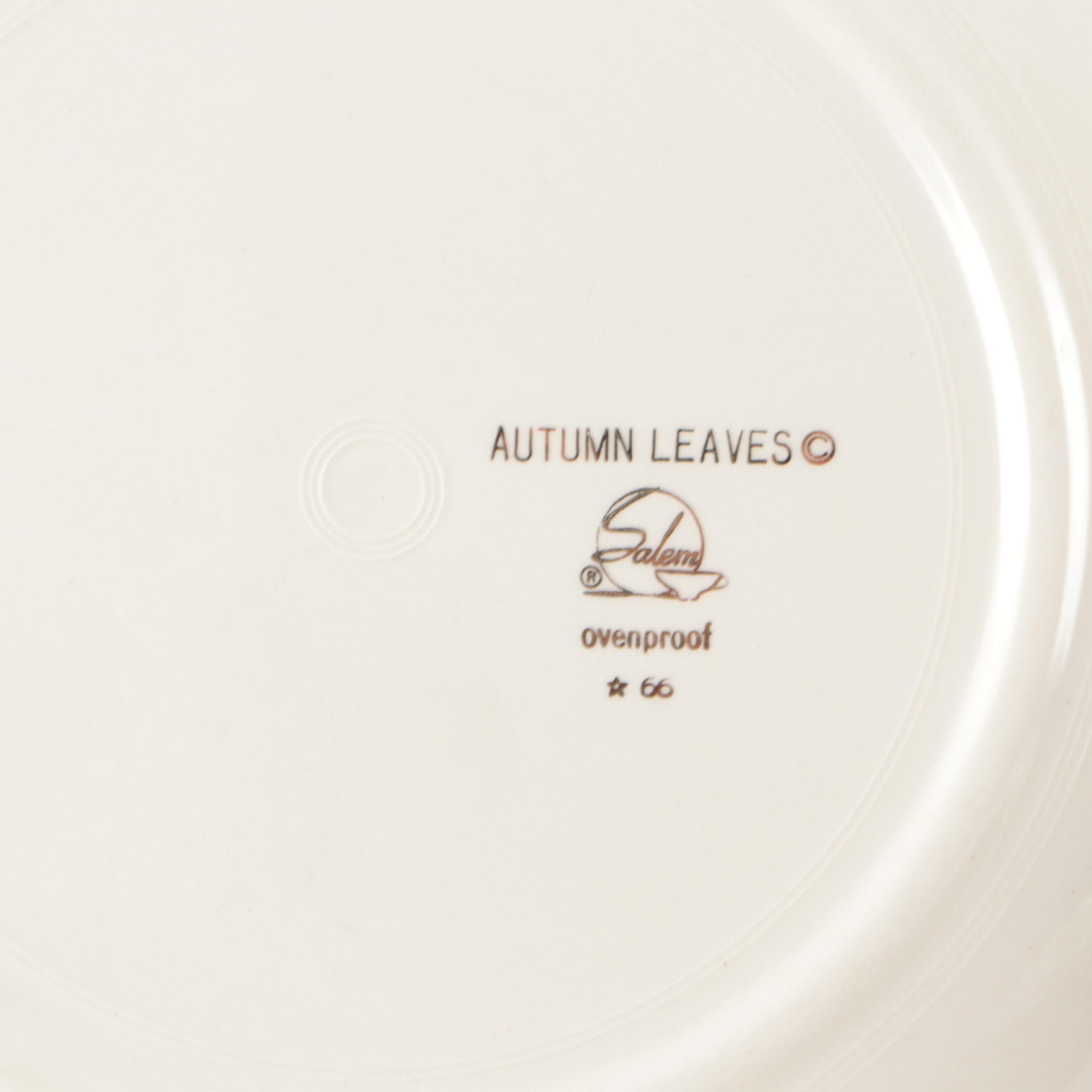 Salem "Autumn Leaves" Ceramic Dinnerware with Red Wing Pottery Deviled Egg Tray