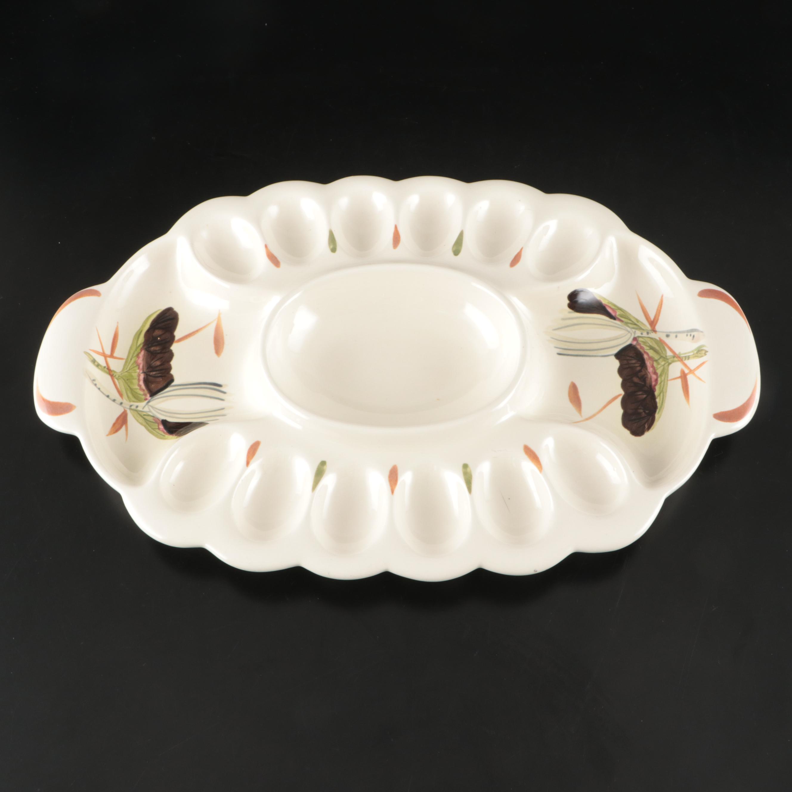 Salem "Autumn Leaves" Ceramic Dinnerware with Red Wing Pottery Deviled Egg Tray