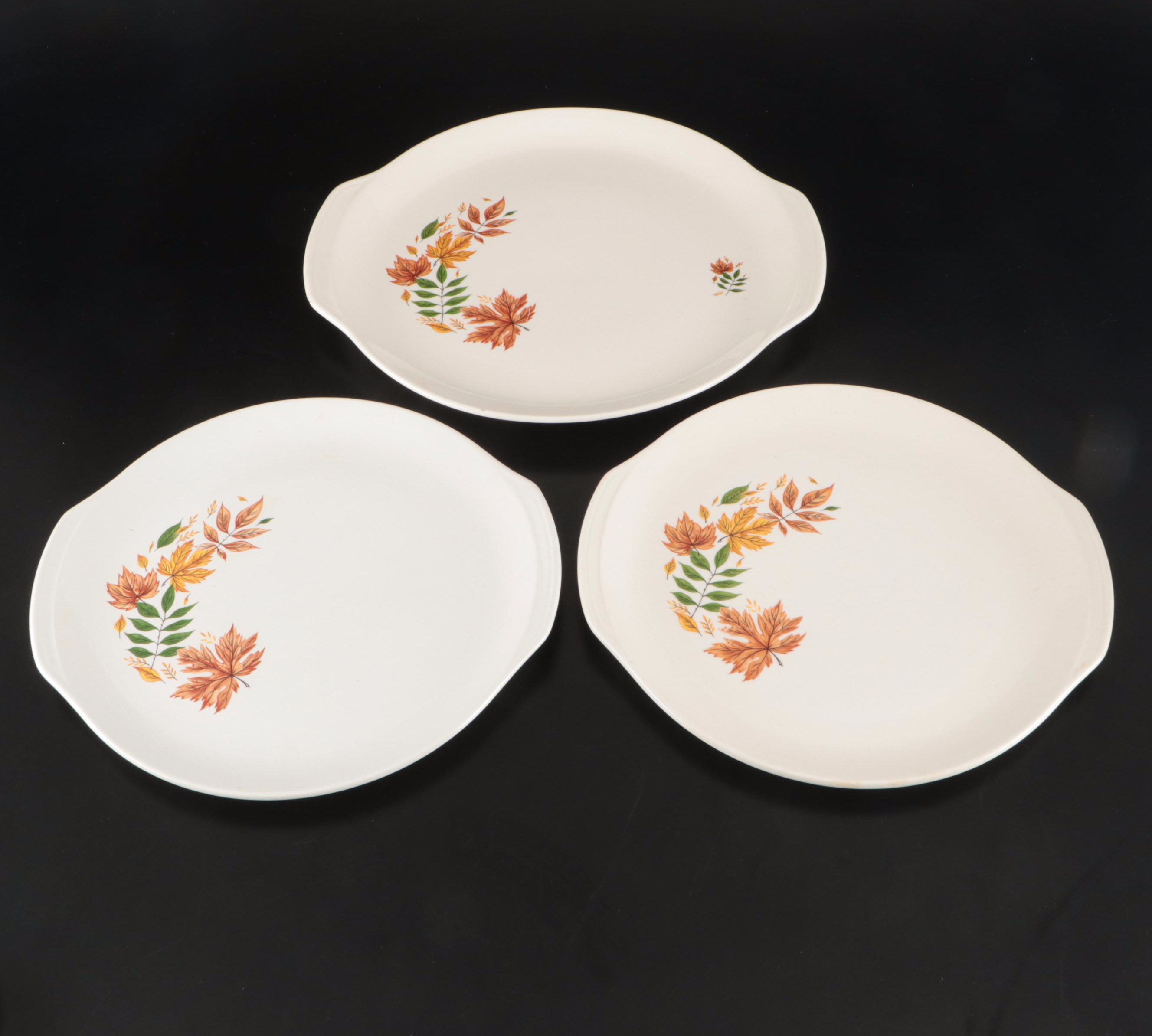 Salem "Autumn Leaves" Ceramic Dinnerware with Red Wing Pottery Deviled Egg Tray