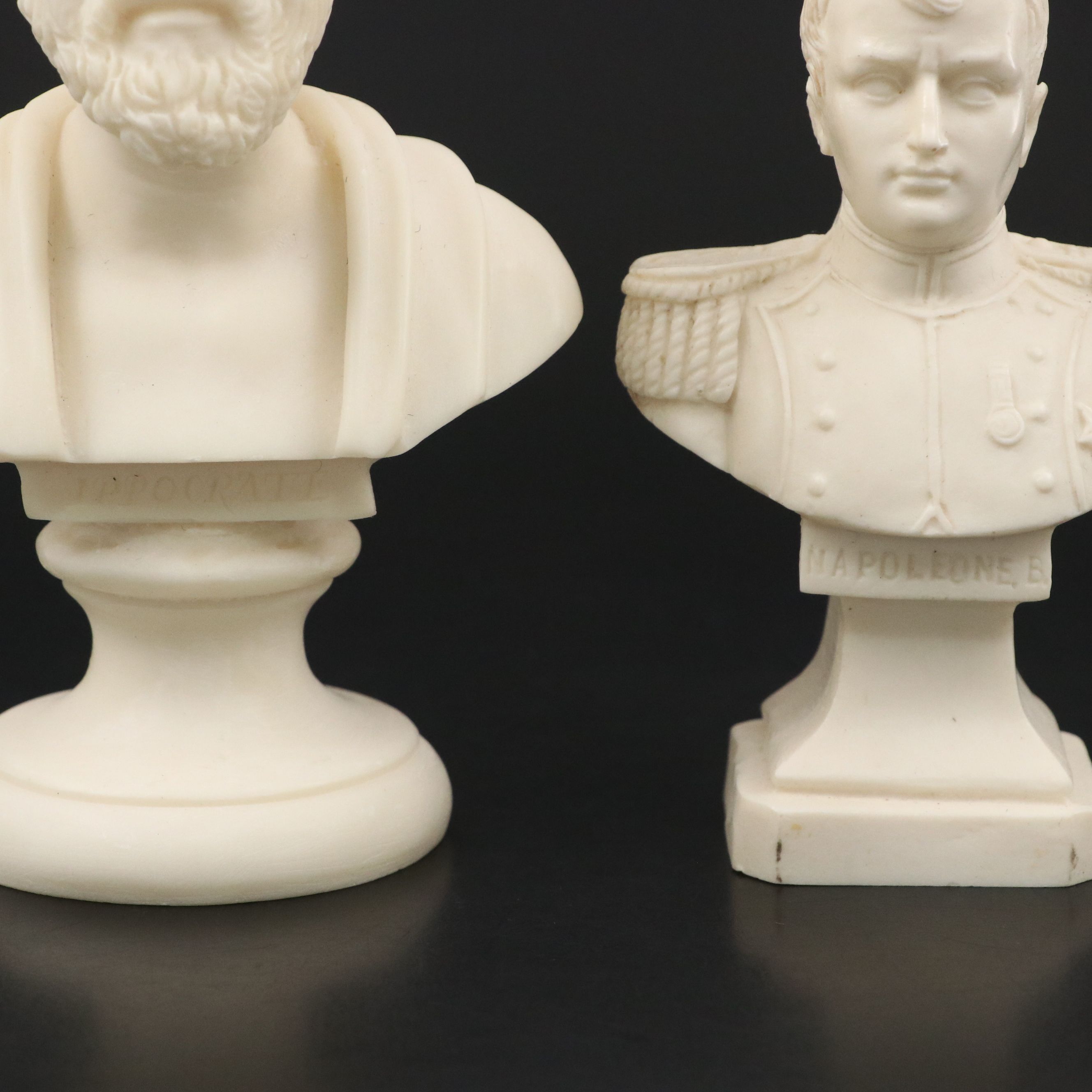 Resin Busts After Praxitiles' "Hermes" with Busts of Hippocrates and Napoleon