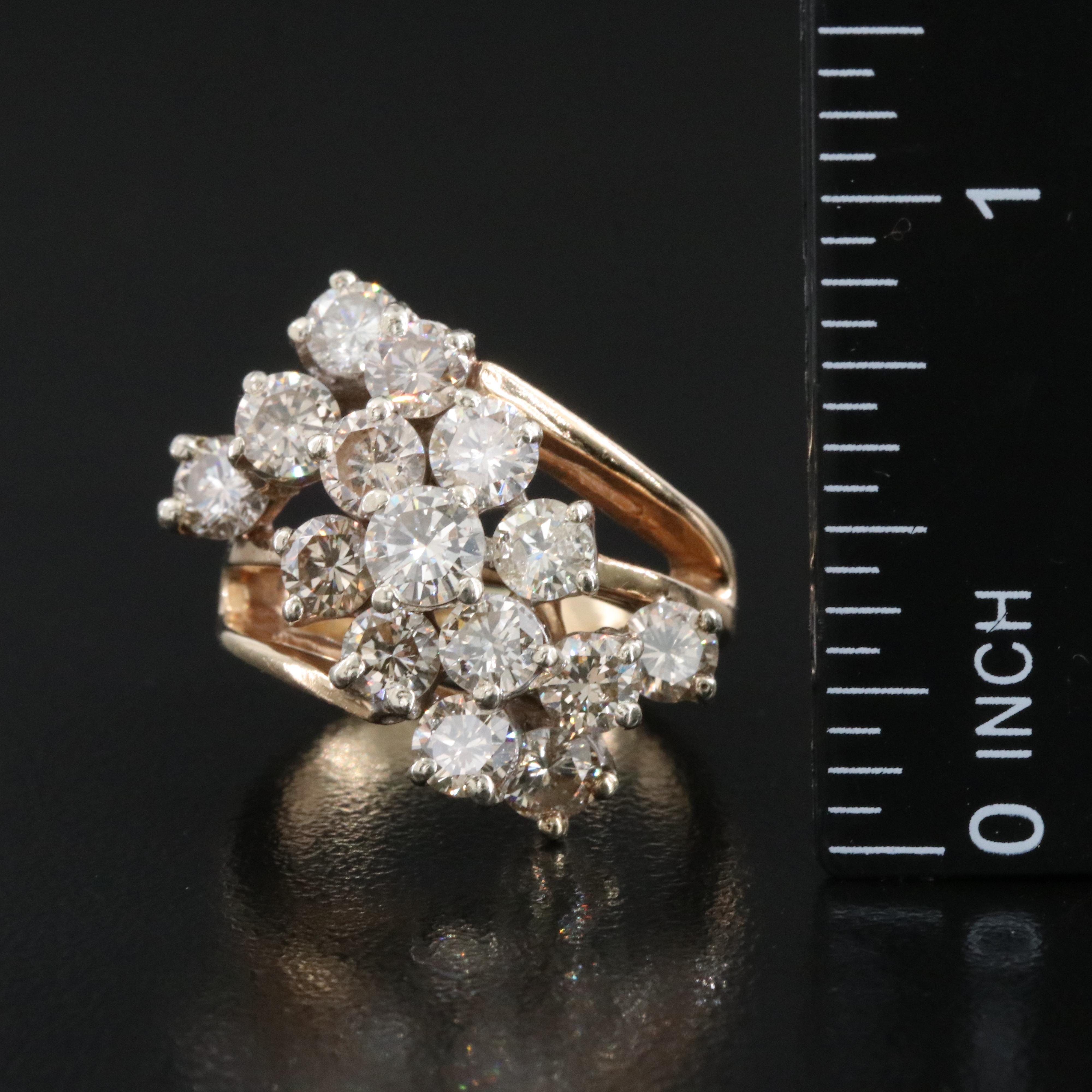 14K 3.50 CTW Diamond Waterfall Ring