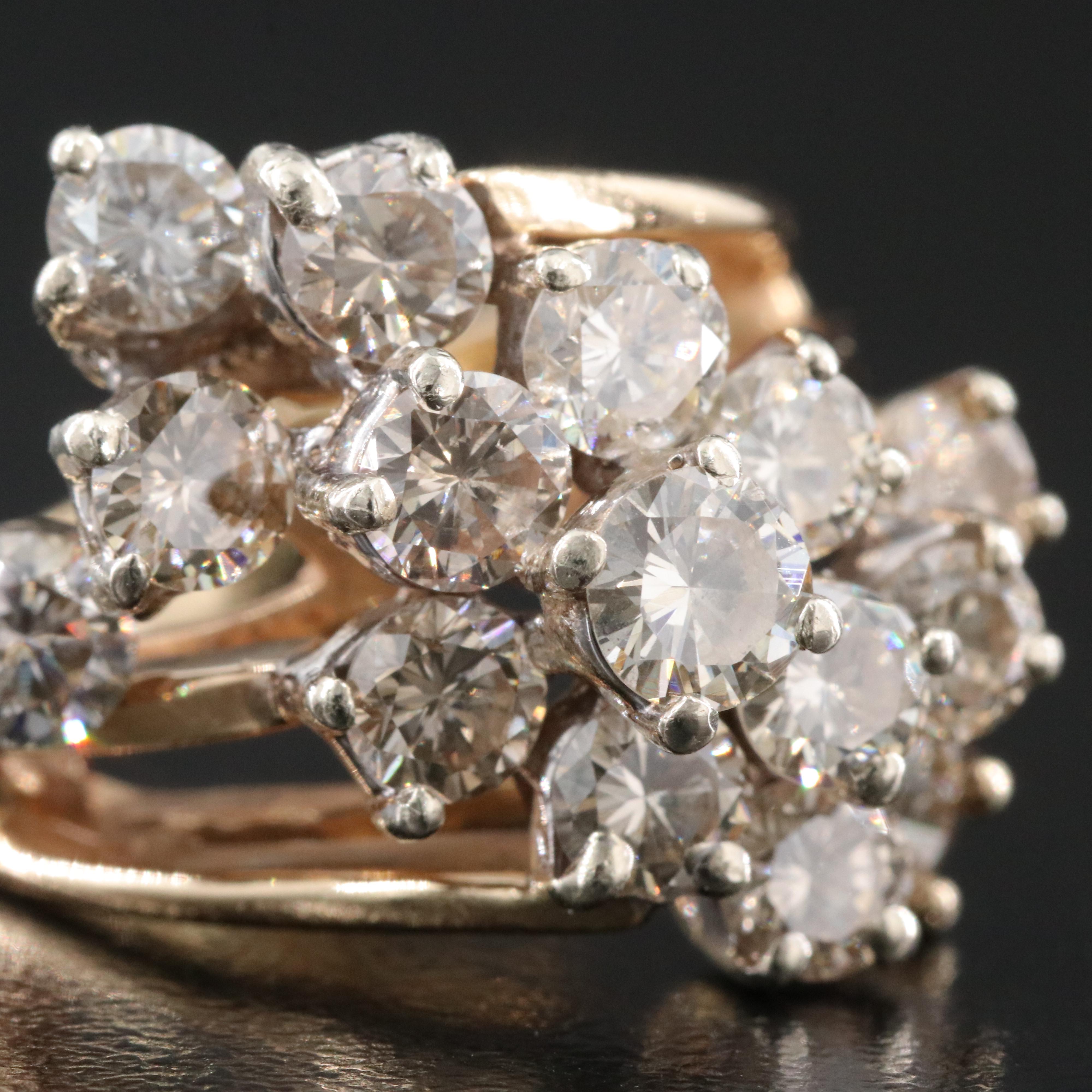 14K 3.50 CTW Diamond Waterfall Ring