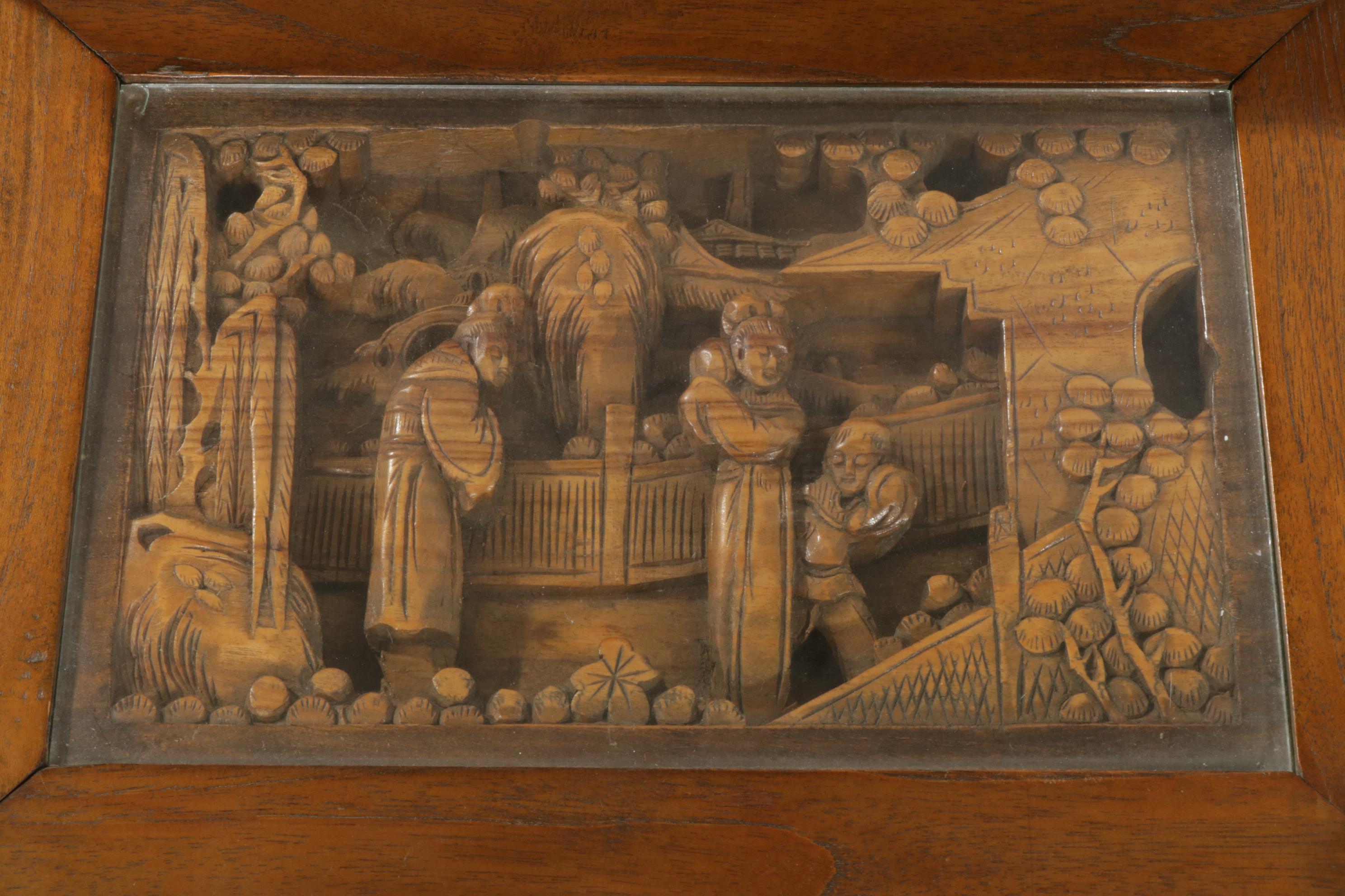 Chinese Style Hand-Carved Glass-Top Nesting Tables, Set of Four