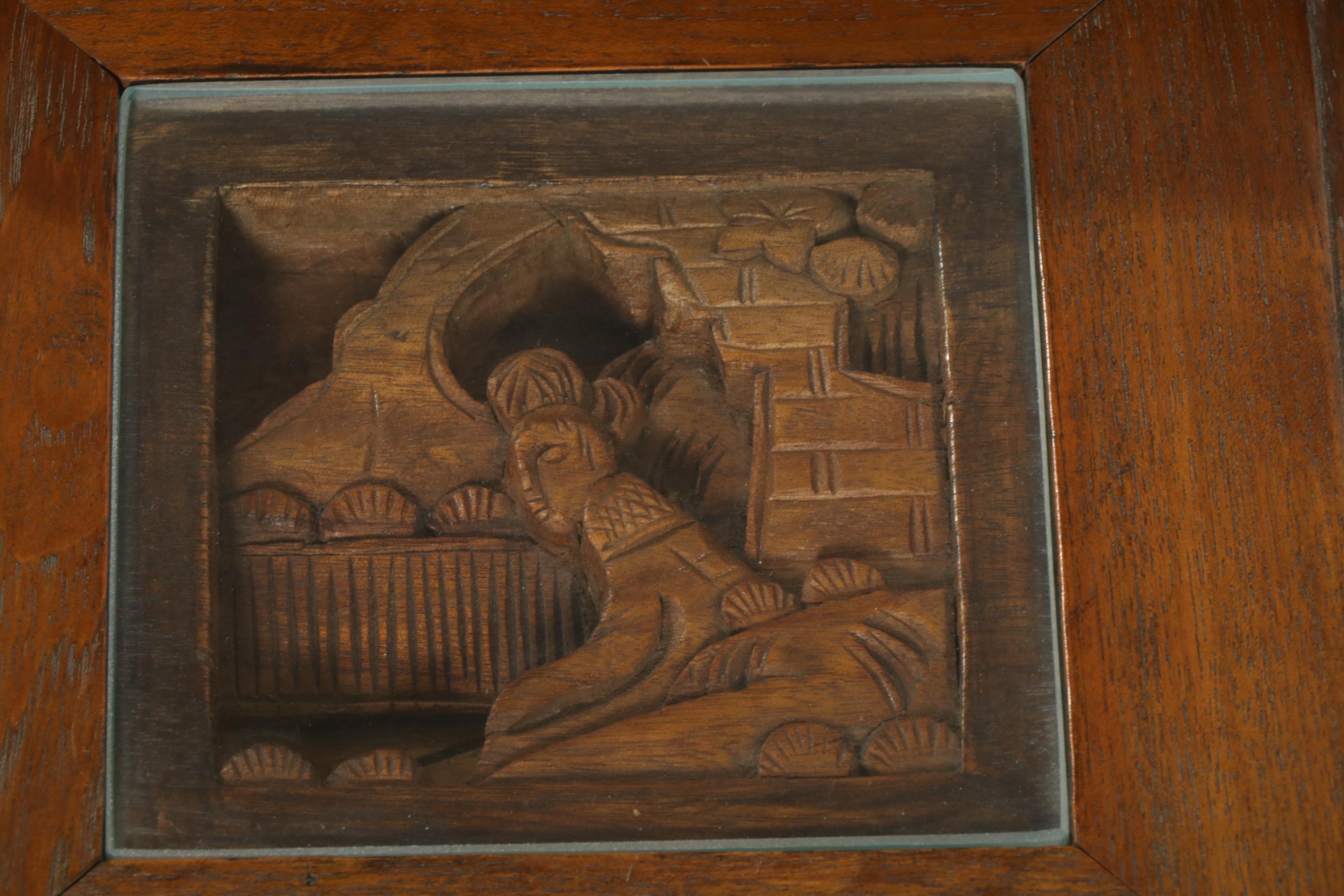 Chinese Style Hand-Carved Glass-Top Nesting Tables, Set of Four