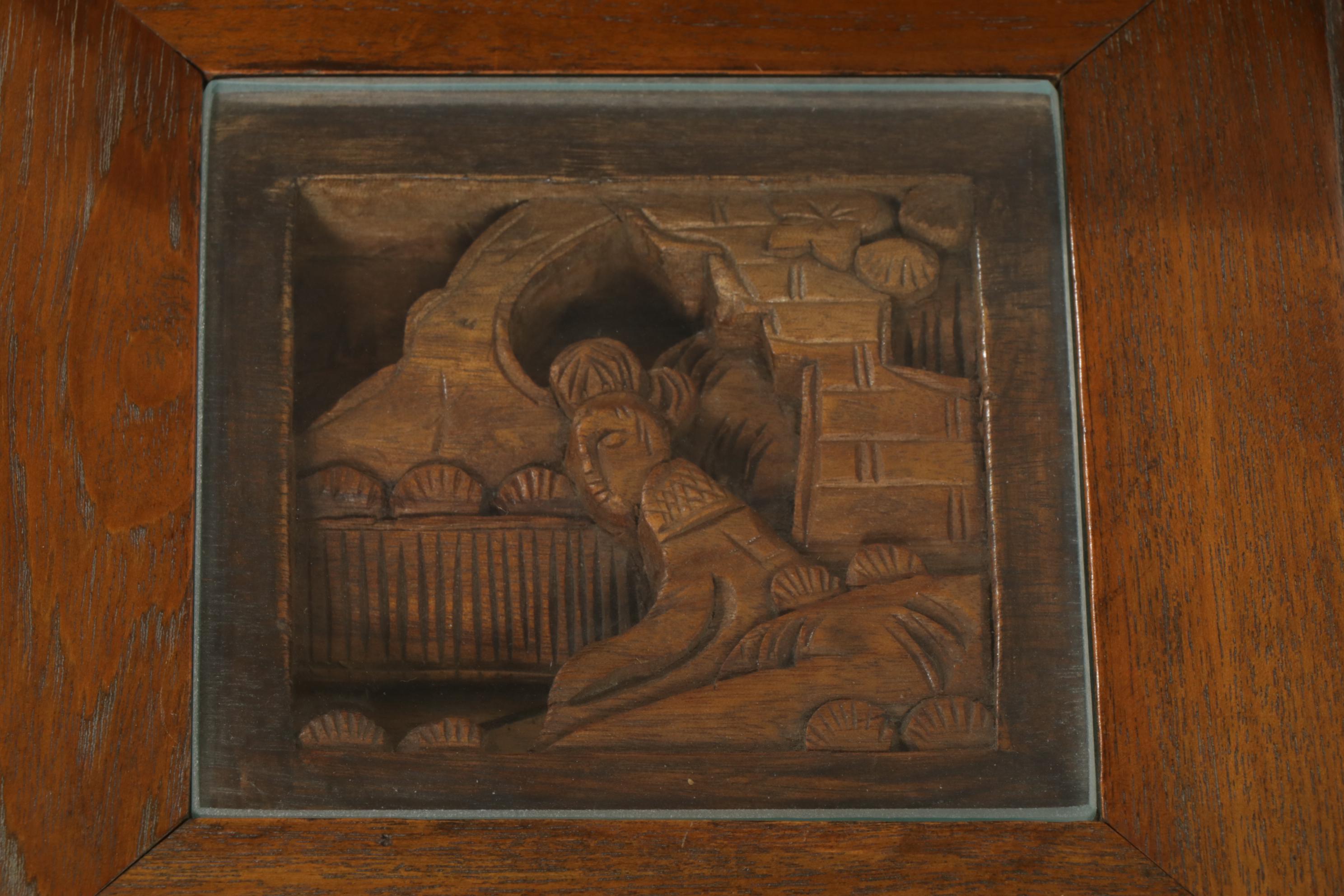 Chinese Style Hand-Carved Glass-Top Nesting Tables, Set of Four