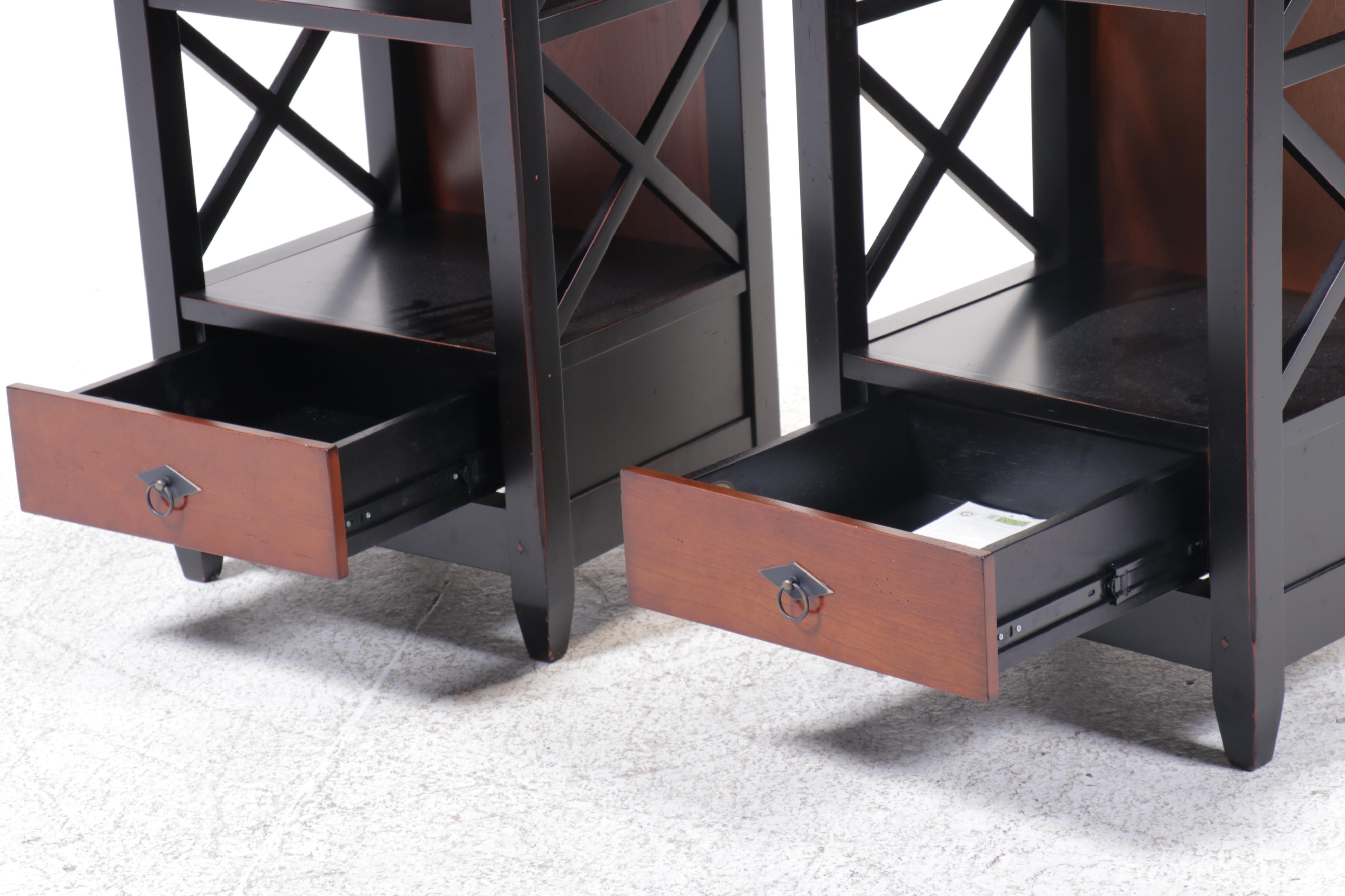 Pair of Arhaus Furniture Modern Ebonized Wood Bookcases