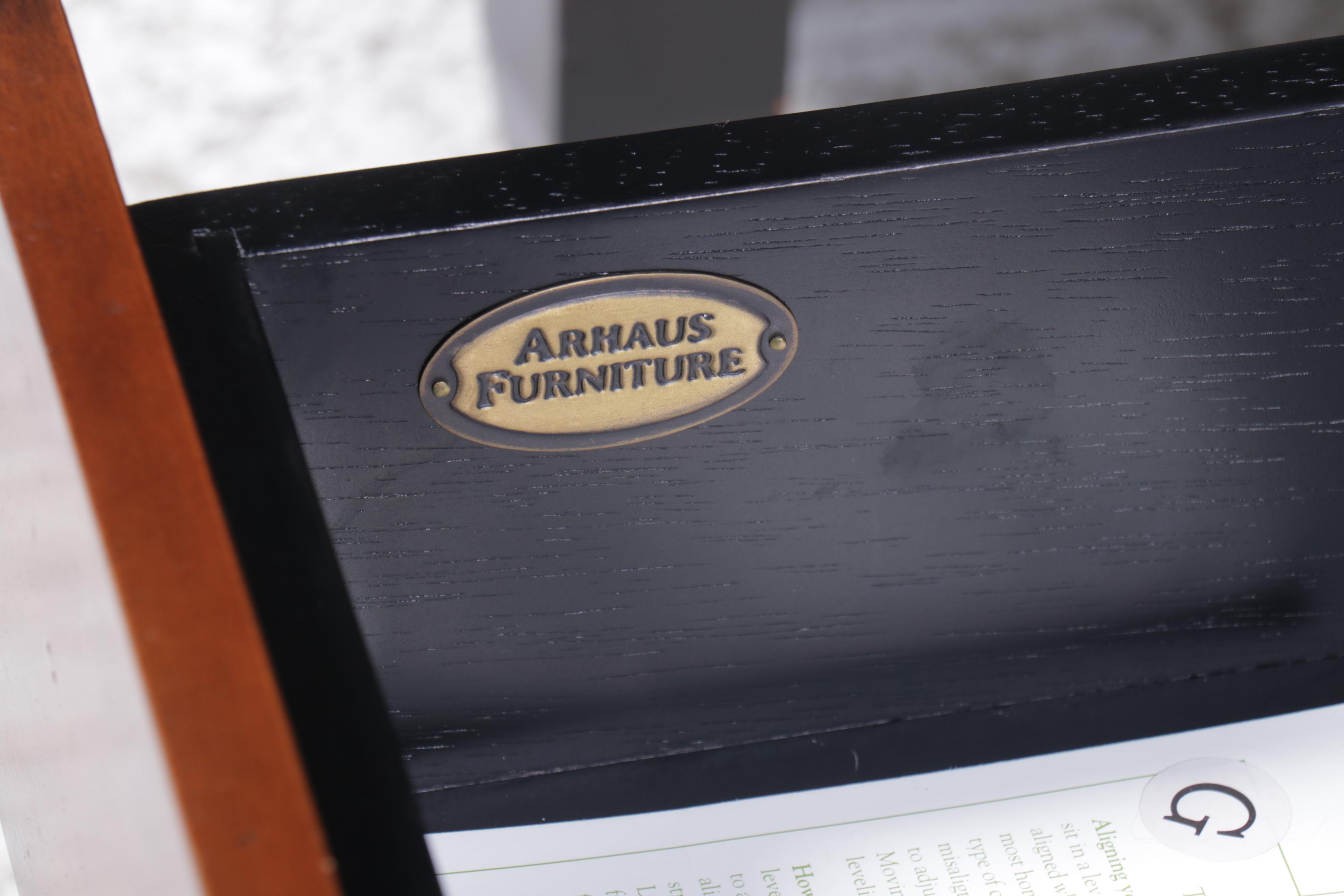 Pair of Arhaus Furniture Modern Ebonized Wood Bookcases