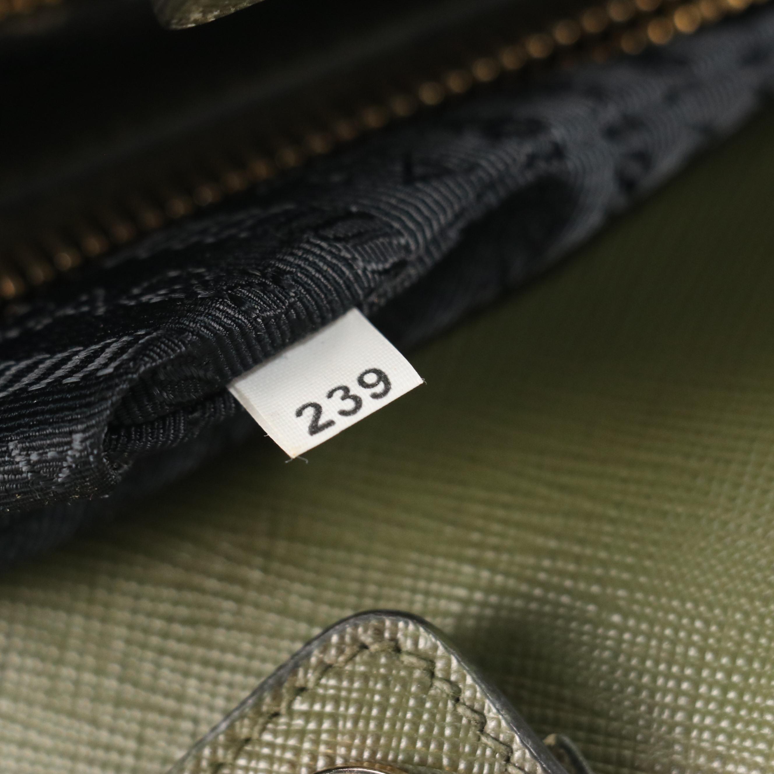 Prada Promenade Dome Two-Way Bag in Military Green Saffiano Lux Leather