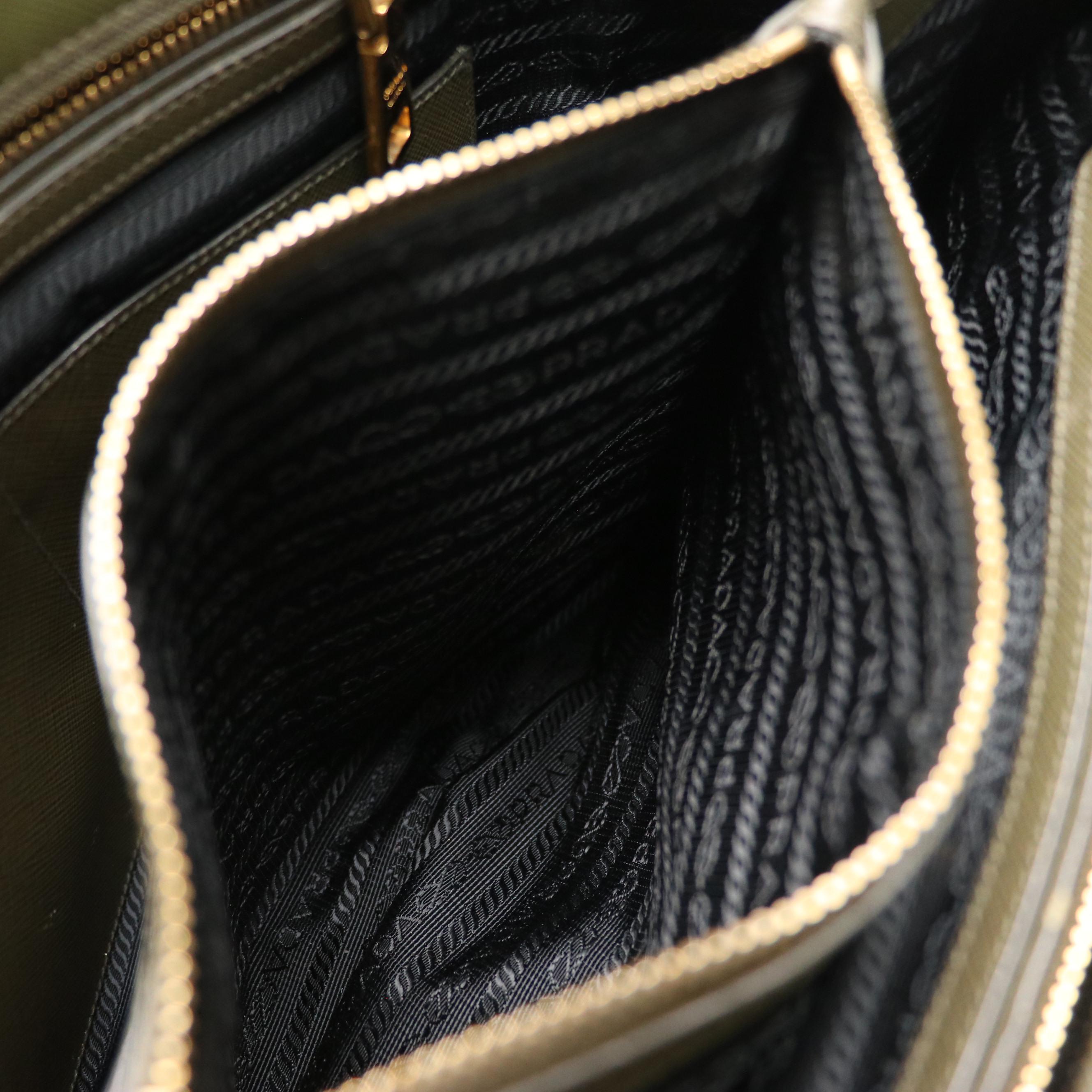 Prada Promenade Dome Two-Way Bag in Military Green Saffiano Lux Leather