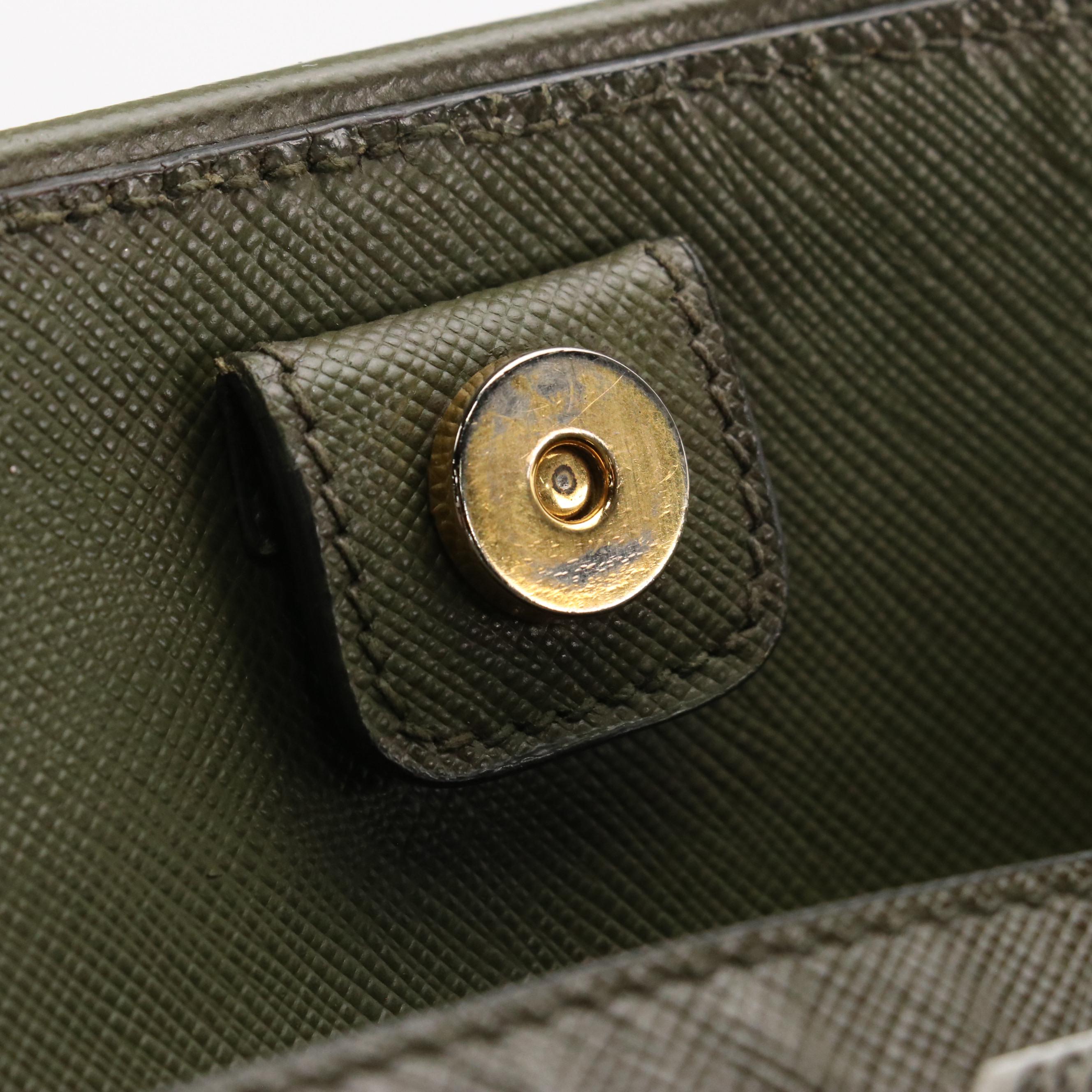 Prada Promenade Dome Two-Way Bag in Military Green Saffiano Lux Leather