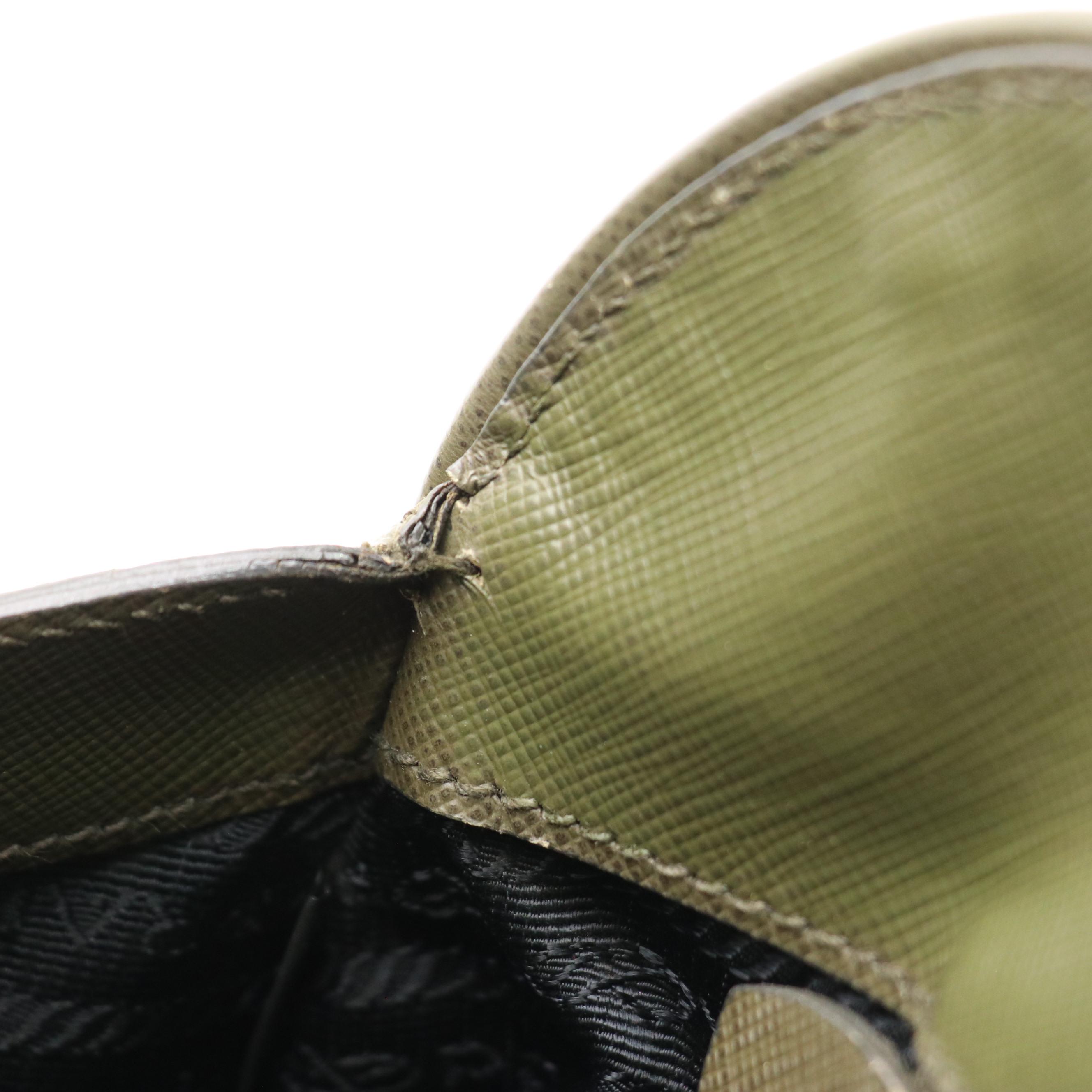 Prada Promenade Dome Two-Way Bag in Military Green Saffiano Lux Leather