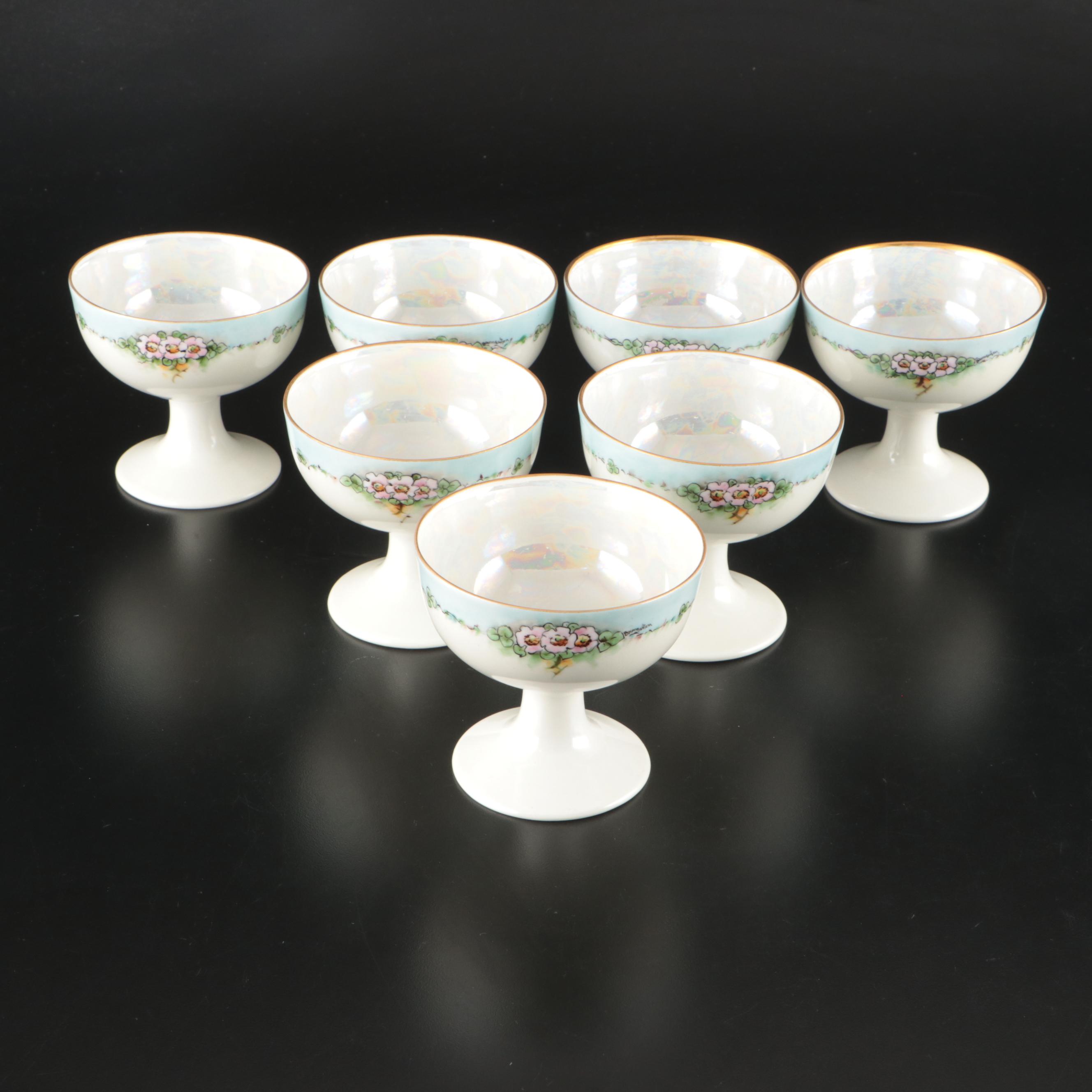 Yamato Japanese Lusterware Cups and Saucers with Footed Dessert Cups