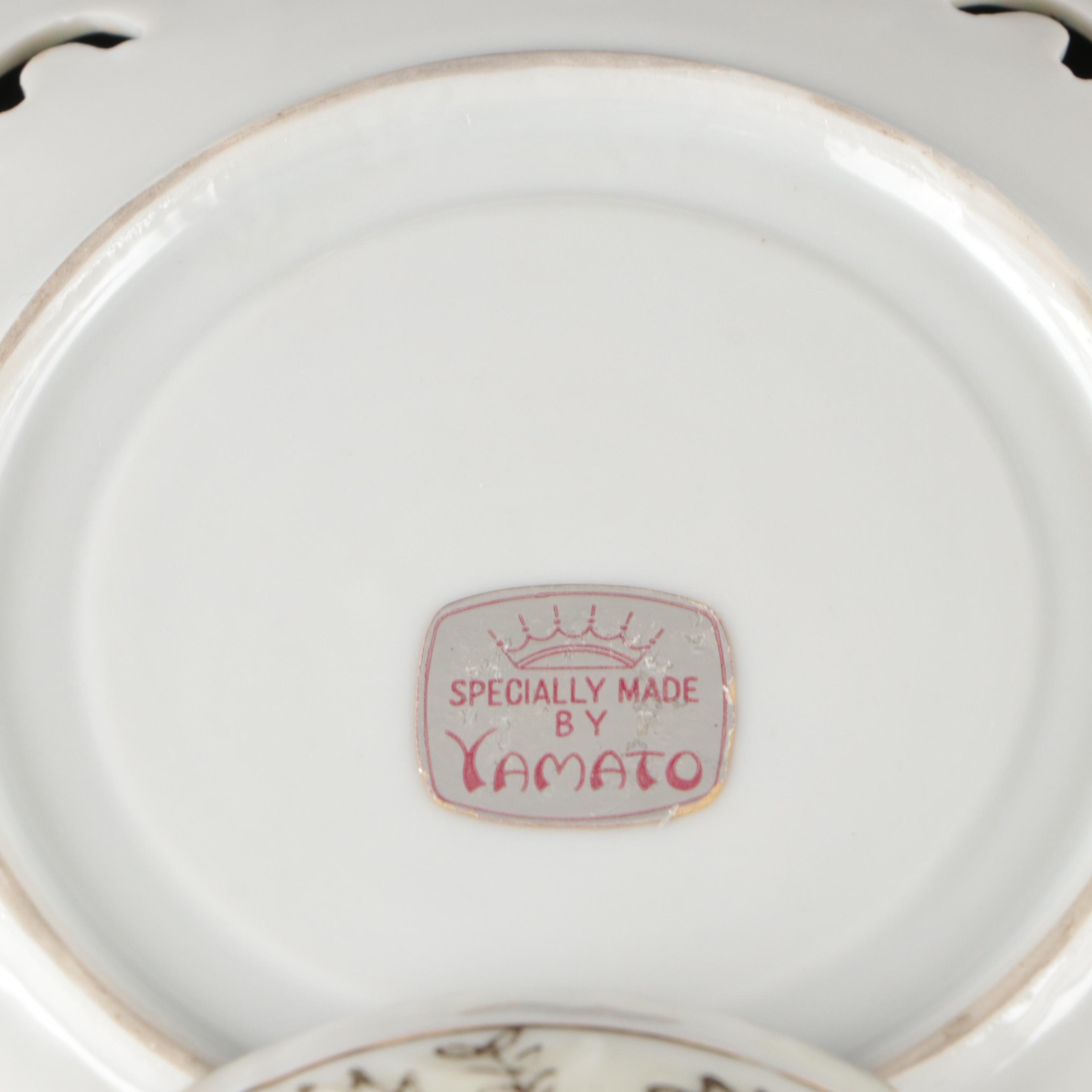 Yamato Japanese Lusterware Cups and Saucers with Footed Dessert Cups