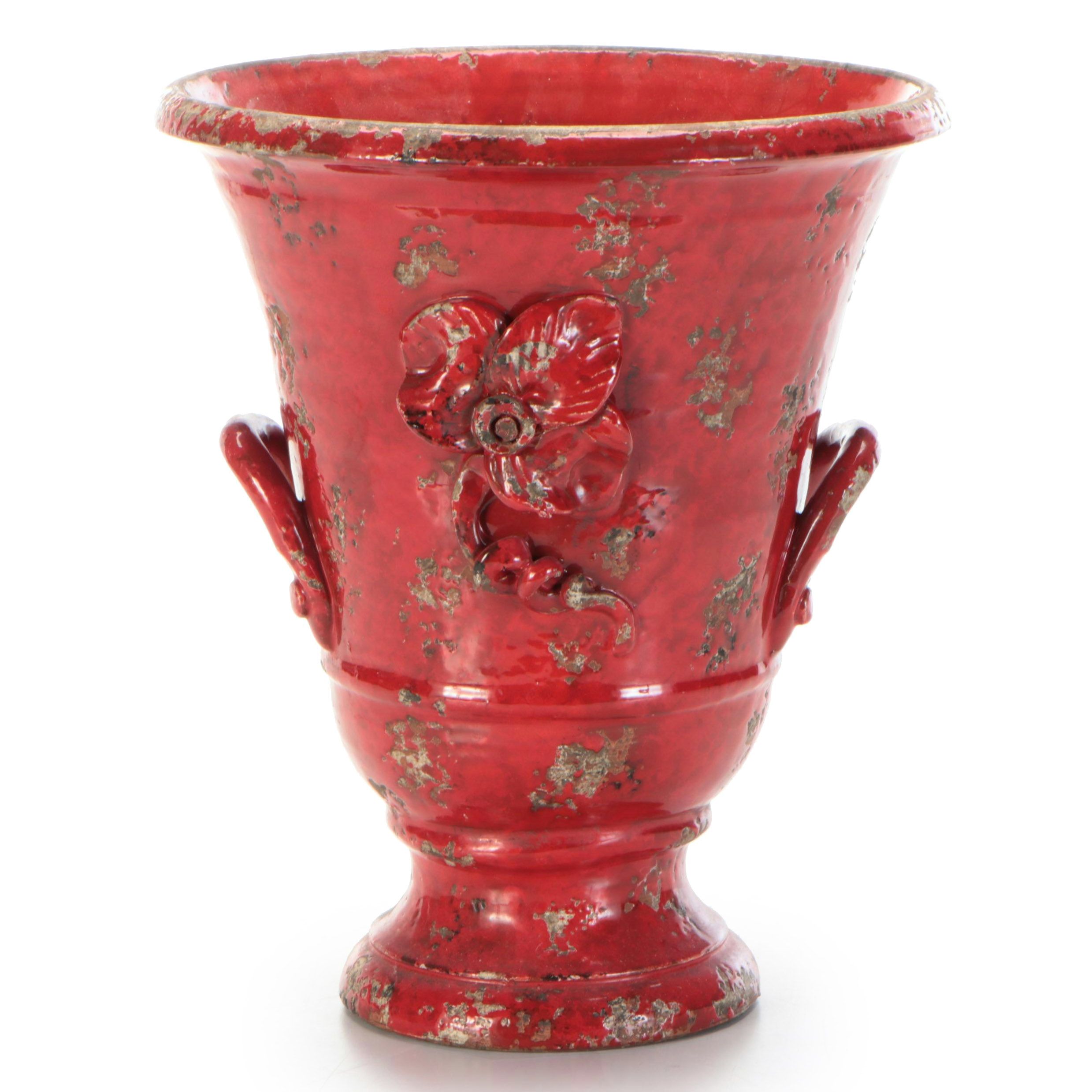 Vietri Rustic Garden Fruit Red Ceramic Planter