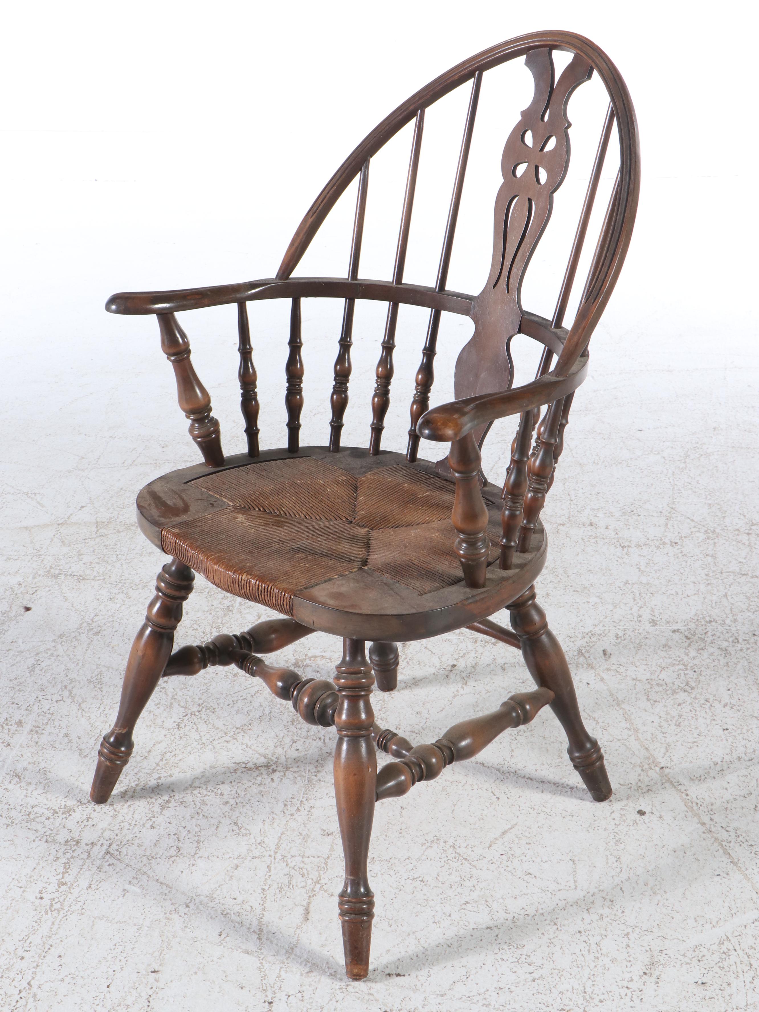 Karpen Walnut Windsor Chair with Woven Seat