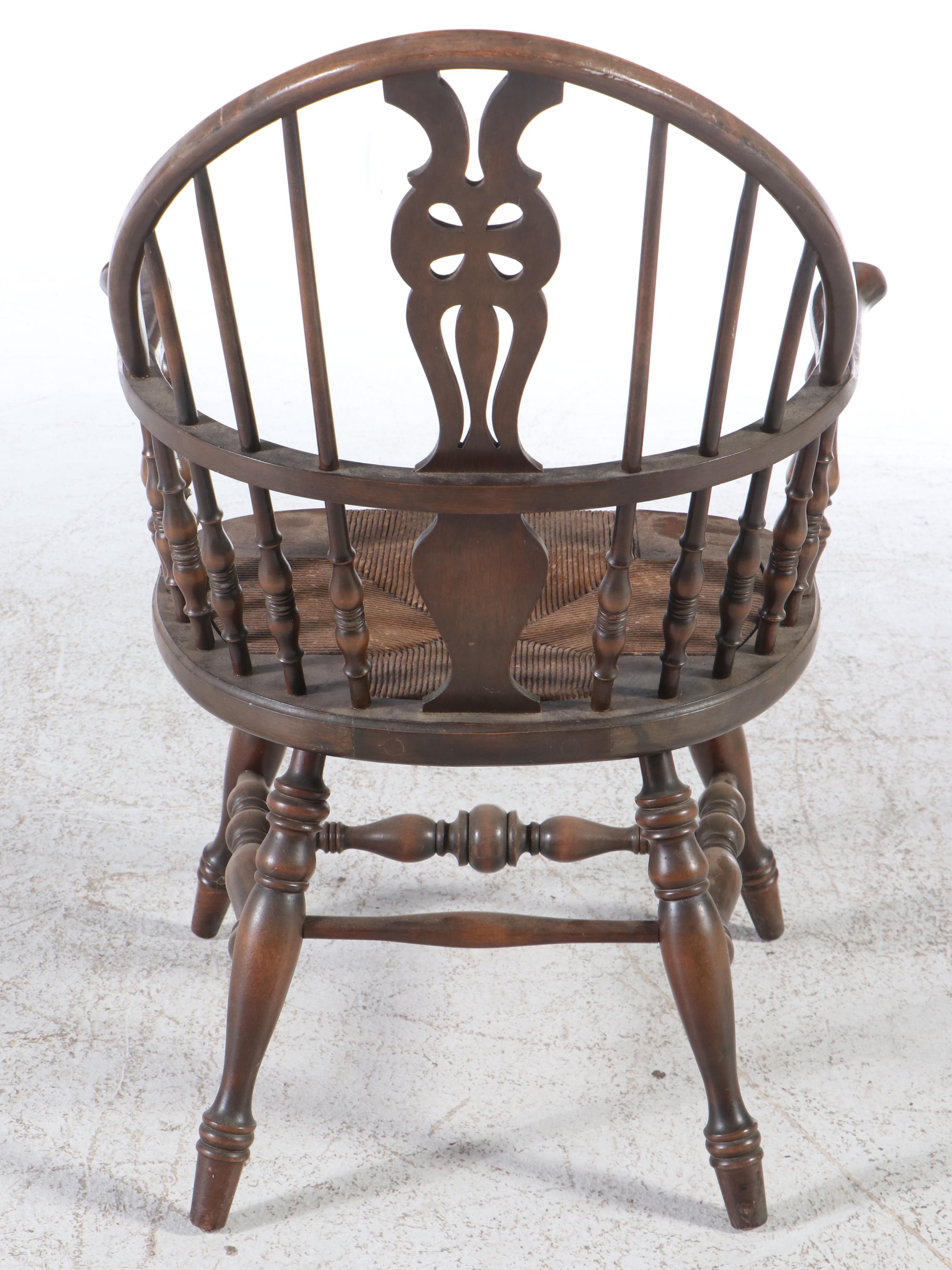 Karpen Walnut Windsor Chair with Woven Seat