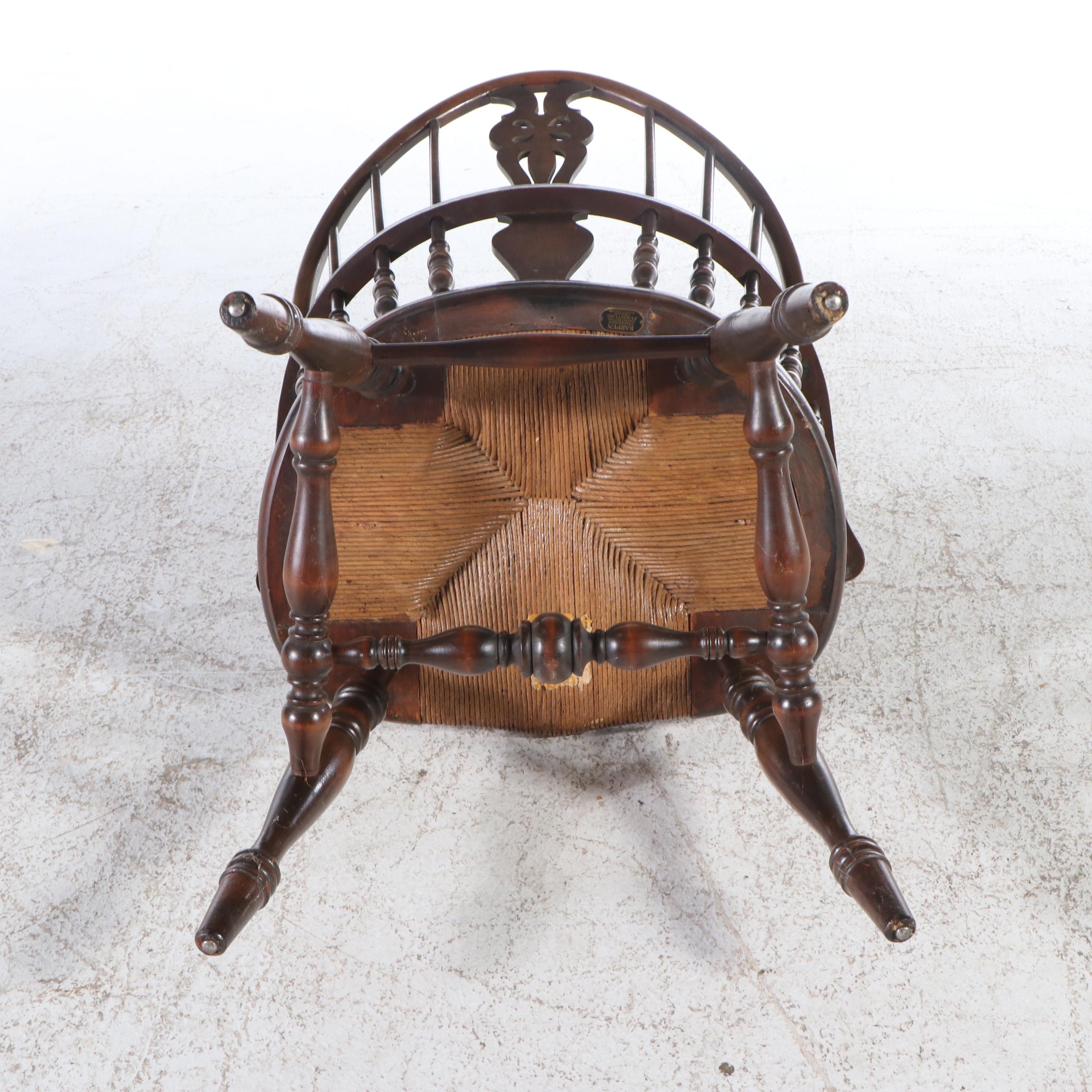 Karpen Walnut Windsor Chair with Woven Seat