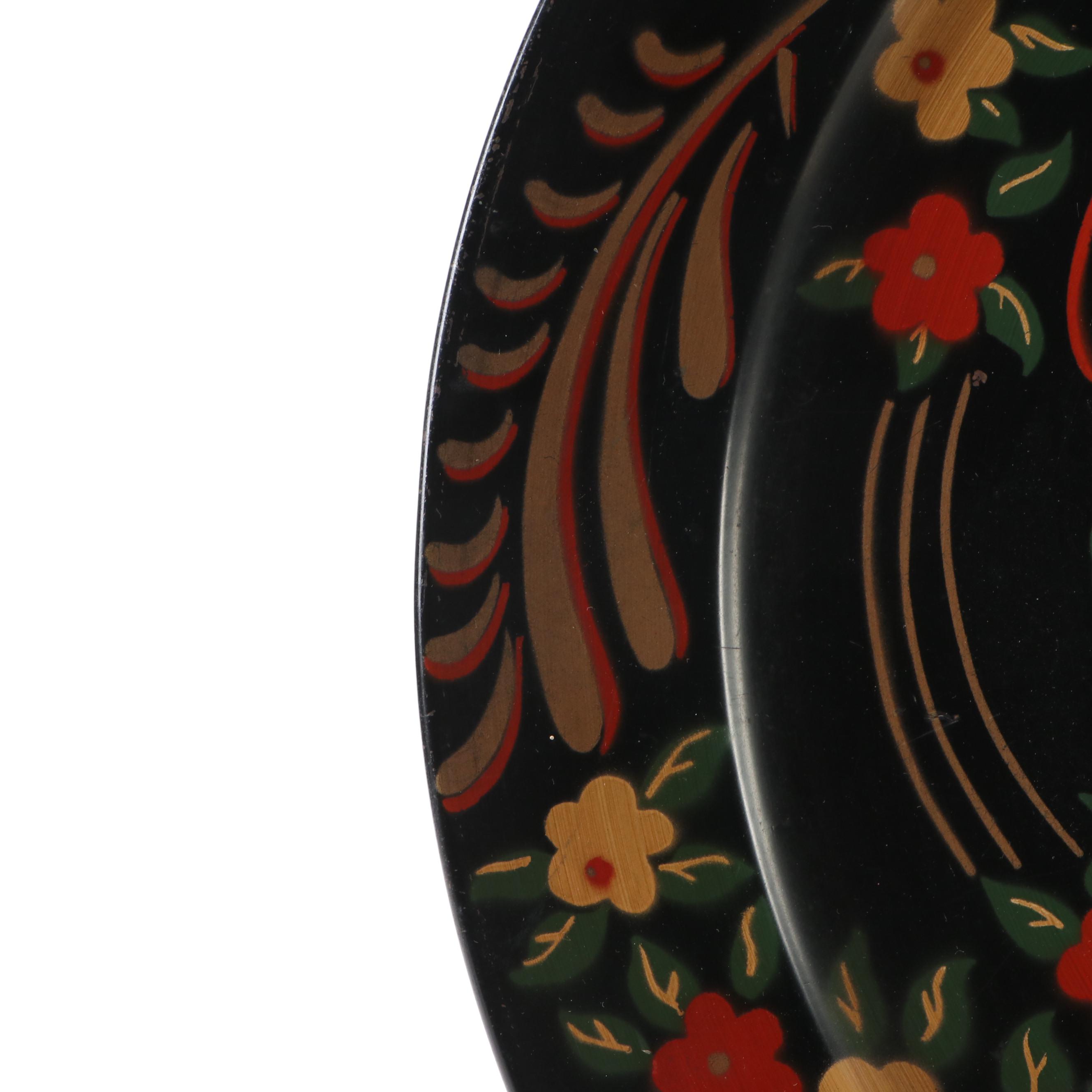 The American Art Company Social Supper Toleware Round Tray, Mid-20th Century